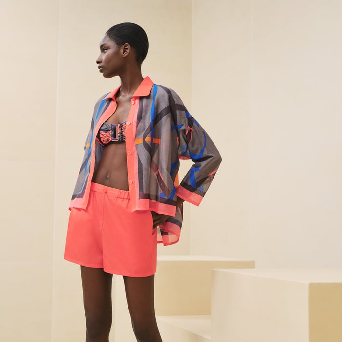 Gris Pierre Camisa De Playa Estampado "Mors À Jouets Détouré"