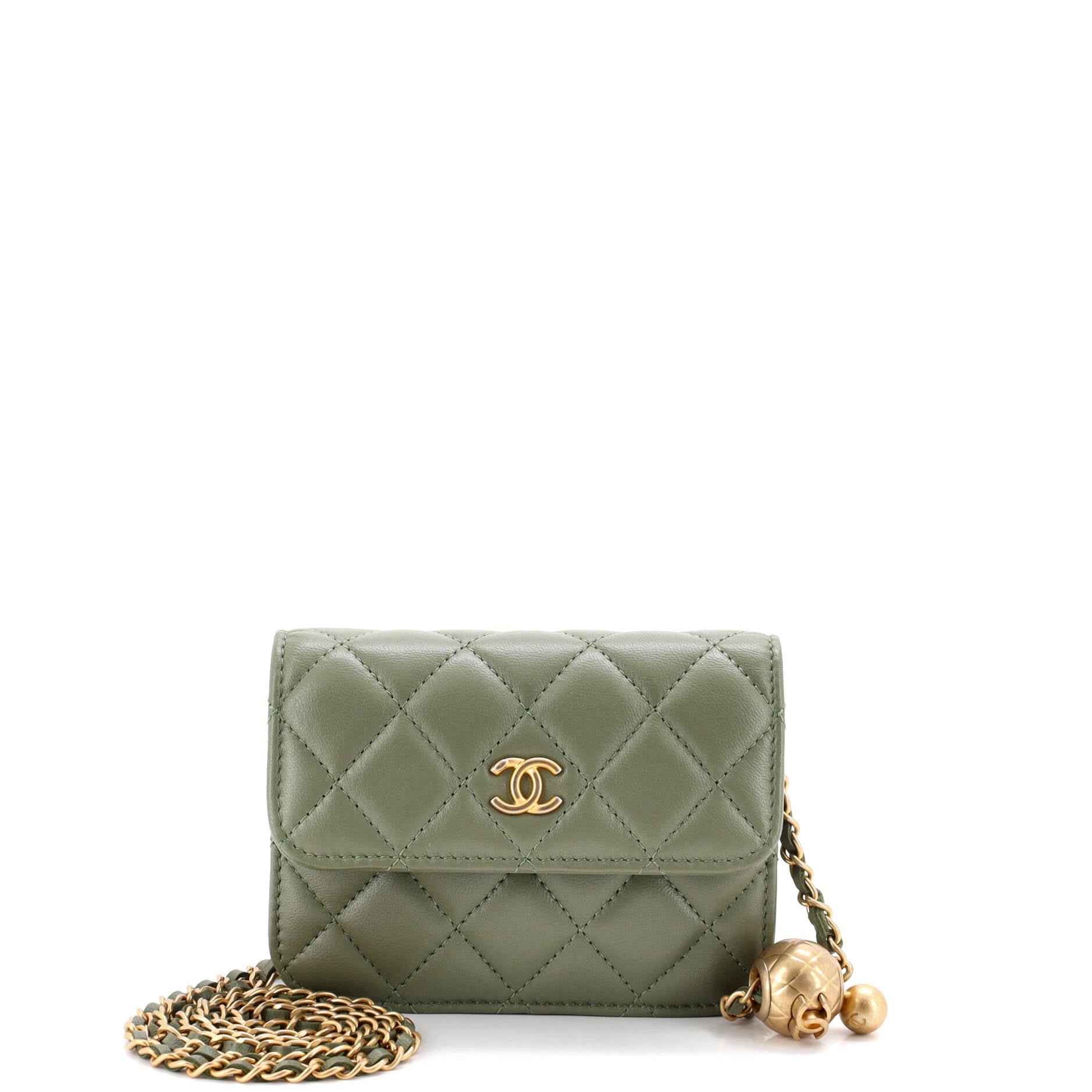 Pearl Crush Flap Clutch with Chain Quilted Lambskin Mini