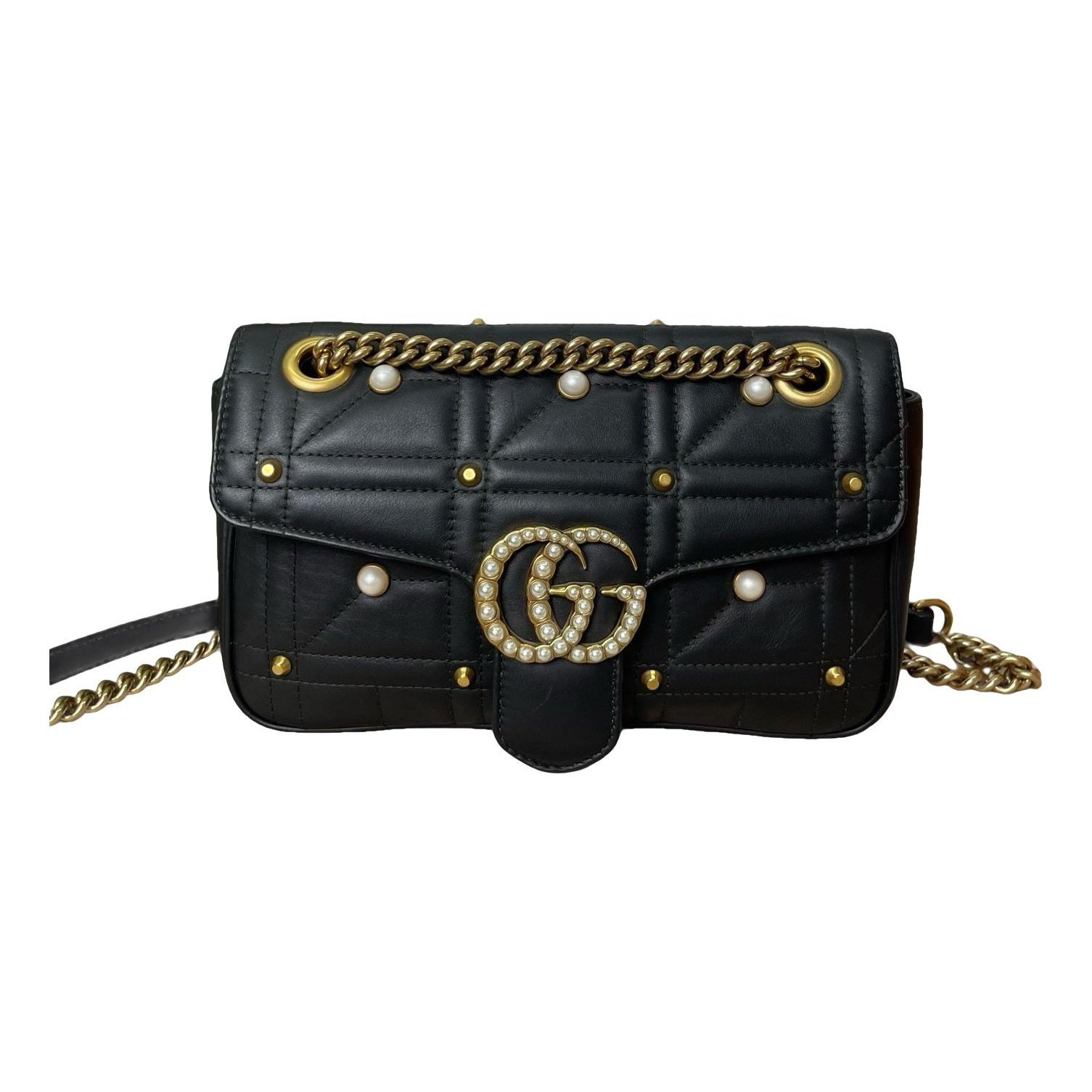 Pearly GG Marmont Flap leather handbag