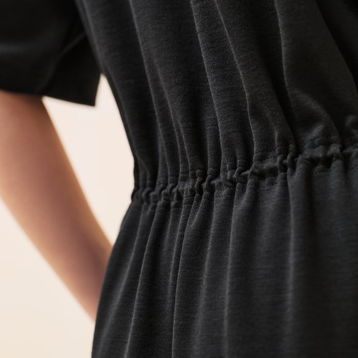 Noir Zipped Drawstring Dress