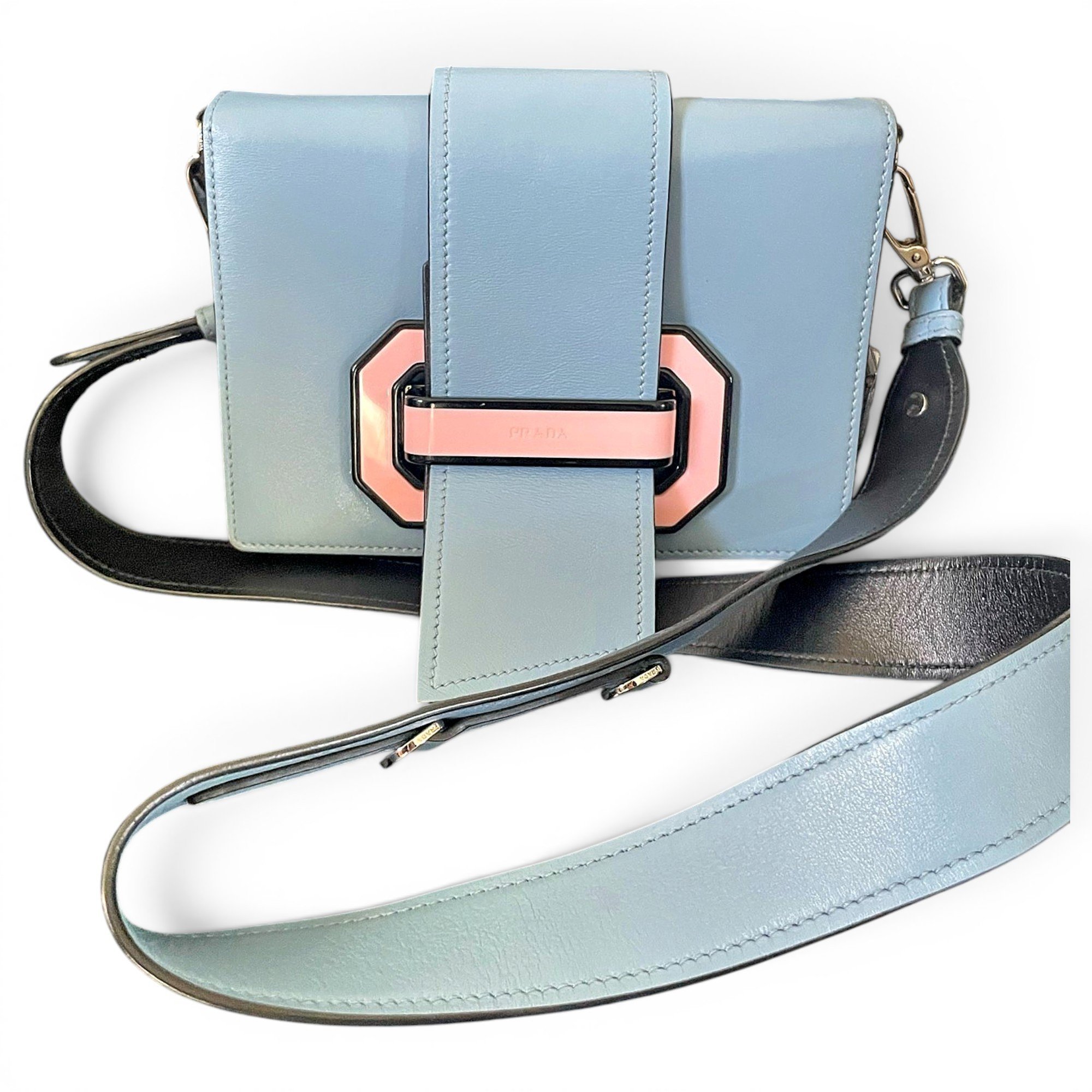Buckle leather handbag