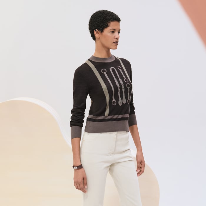 Marron Fusain "Coaching" Long-sleeve Sweater