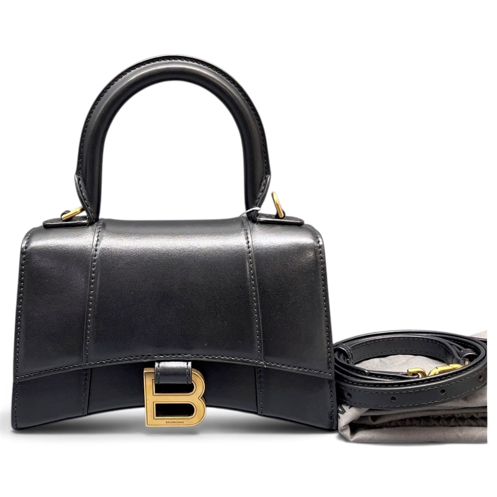 Hourglass leather handbag