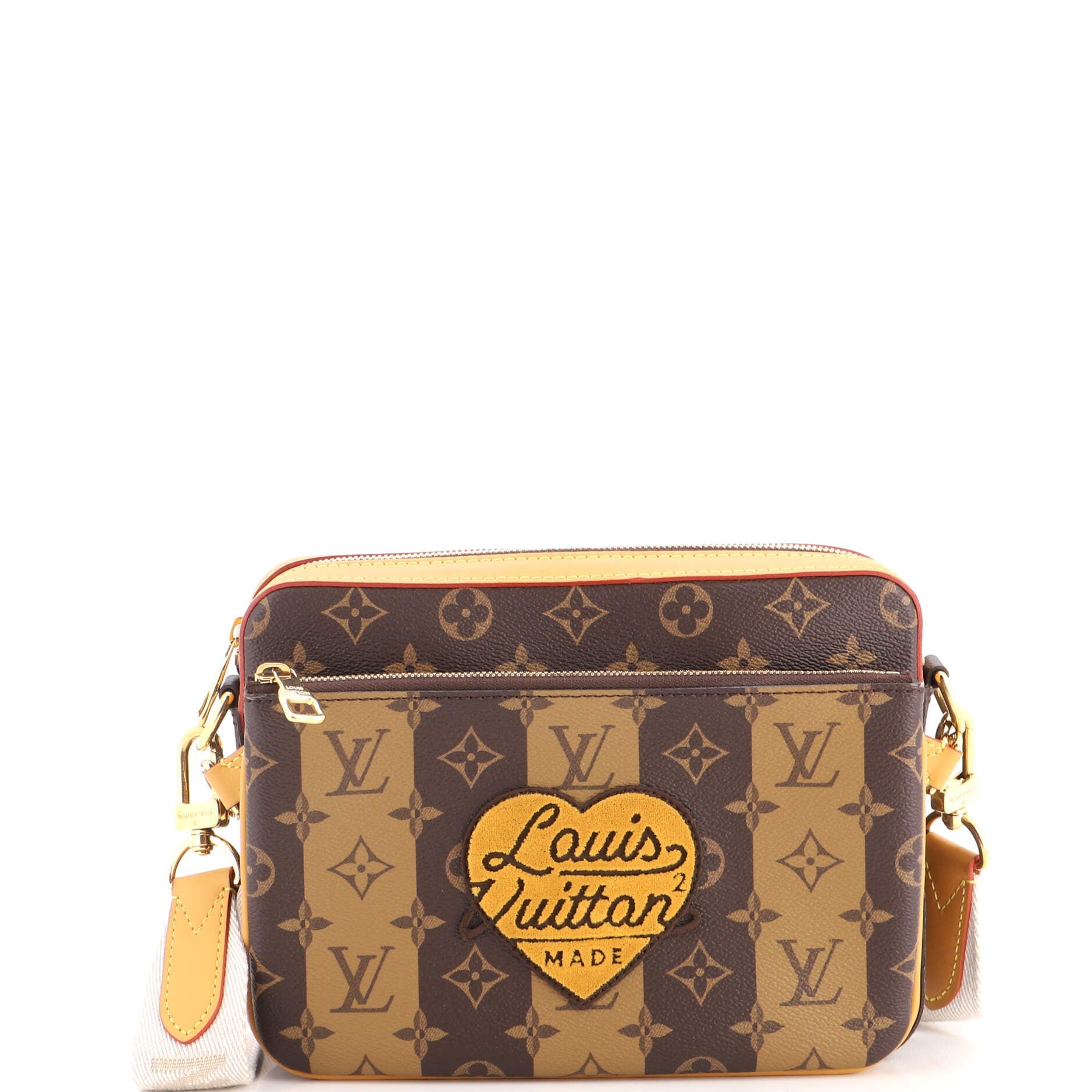Nigo Trio Messenger Bag Limited Edition Stripes Monogram Canvas