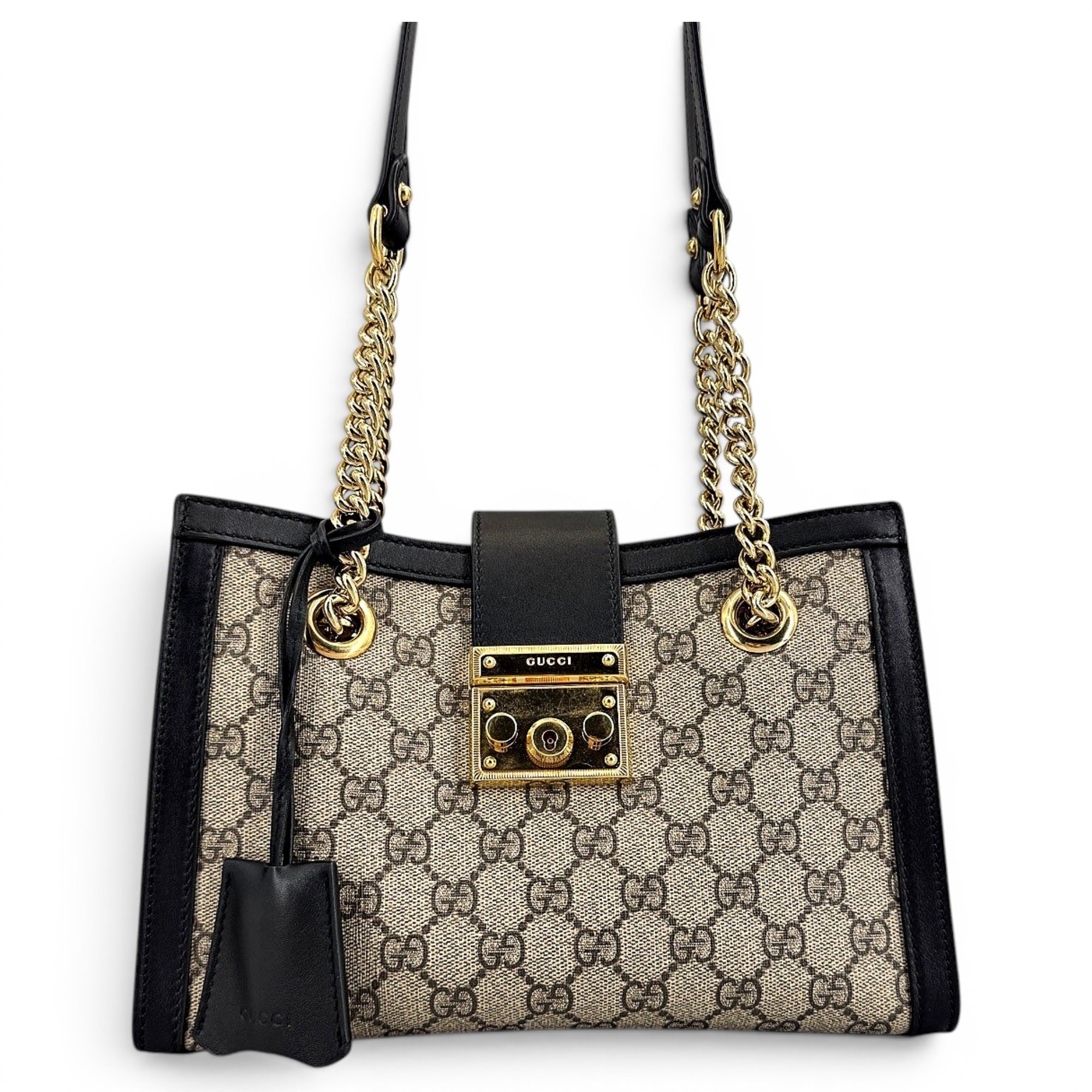 Padlock leather handbag