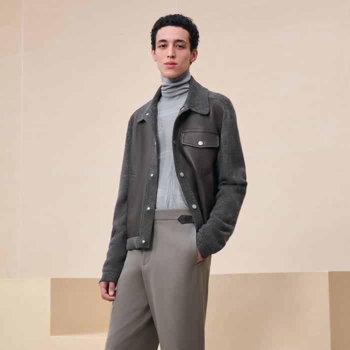 Anthracite "Devant Cuir Empreinte Sellier" Overshirt