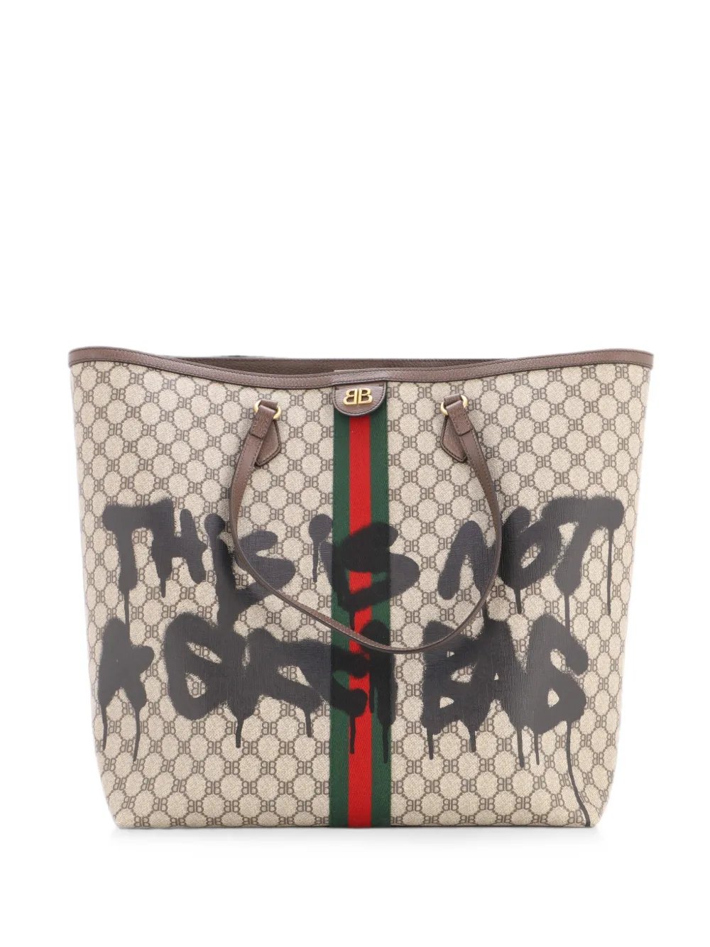 x Gucci The Hacker Project Graffiti BB Coated Canvas Large tote bag