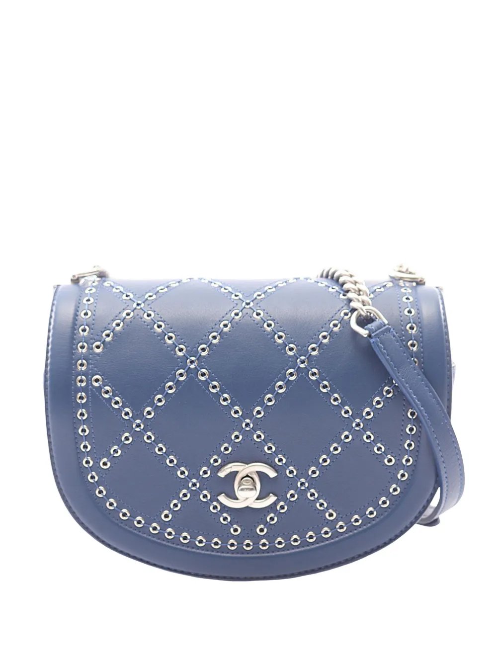 2018 Mini Calfskin Coco Eyelets Round Flap crossbody bag