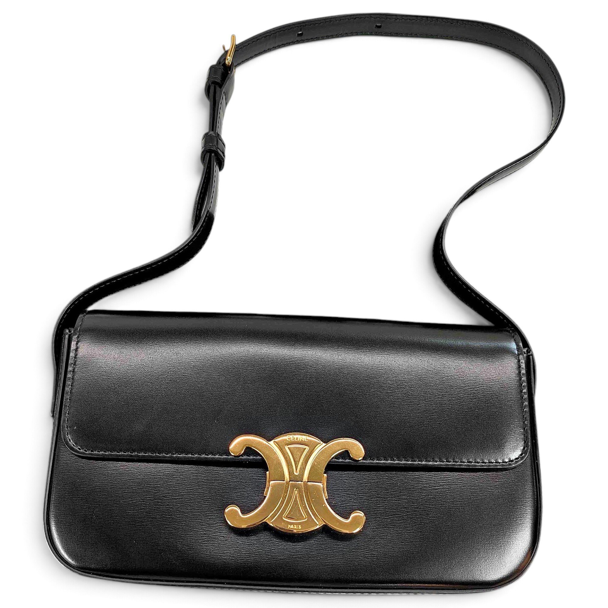Triomphe chain leather handbag