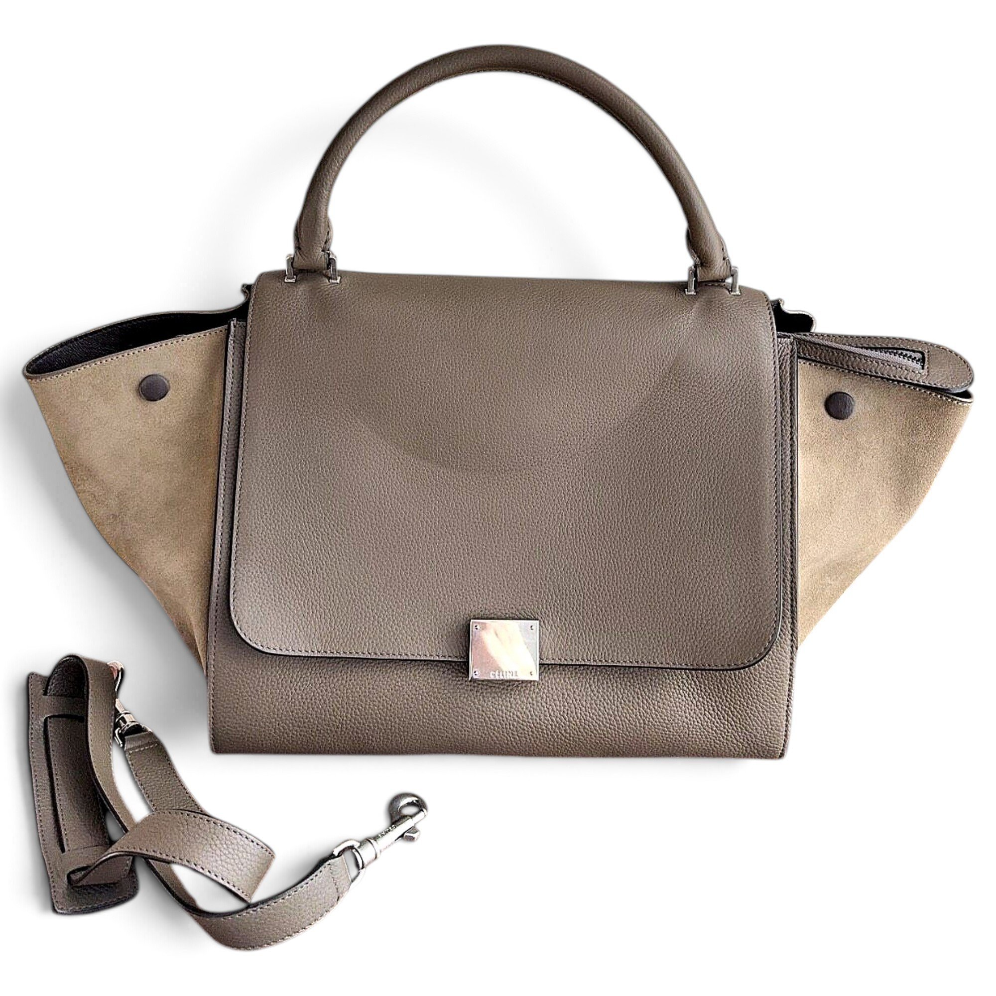 Trapèze leather handbag