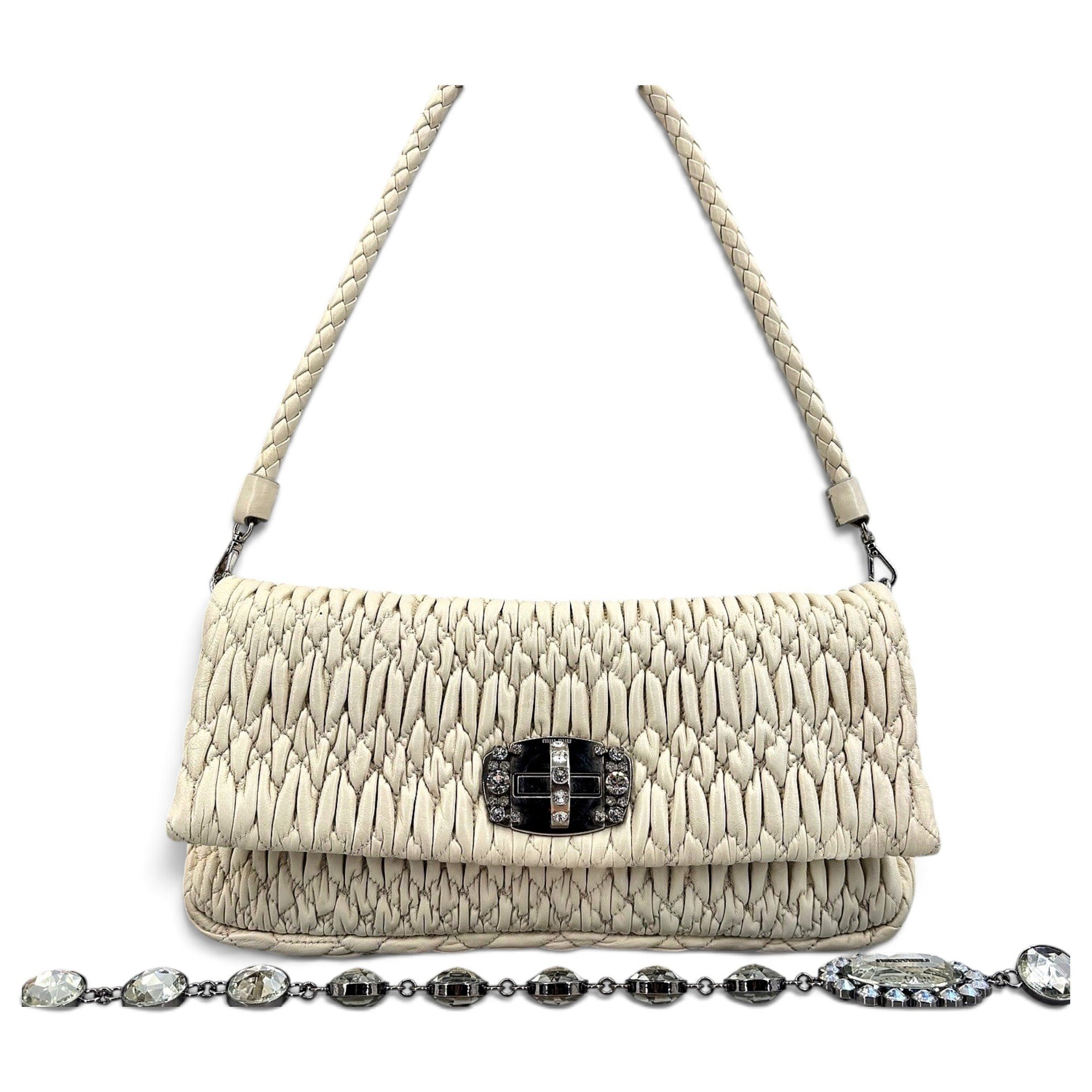 Miu Crystal leather handbag