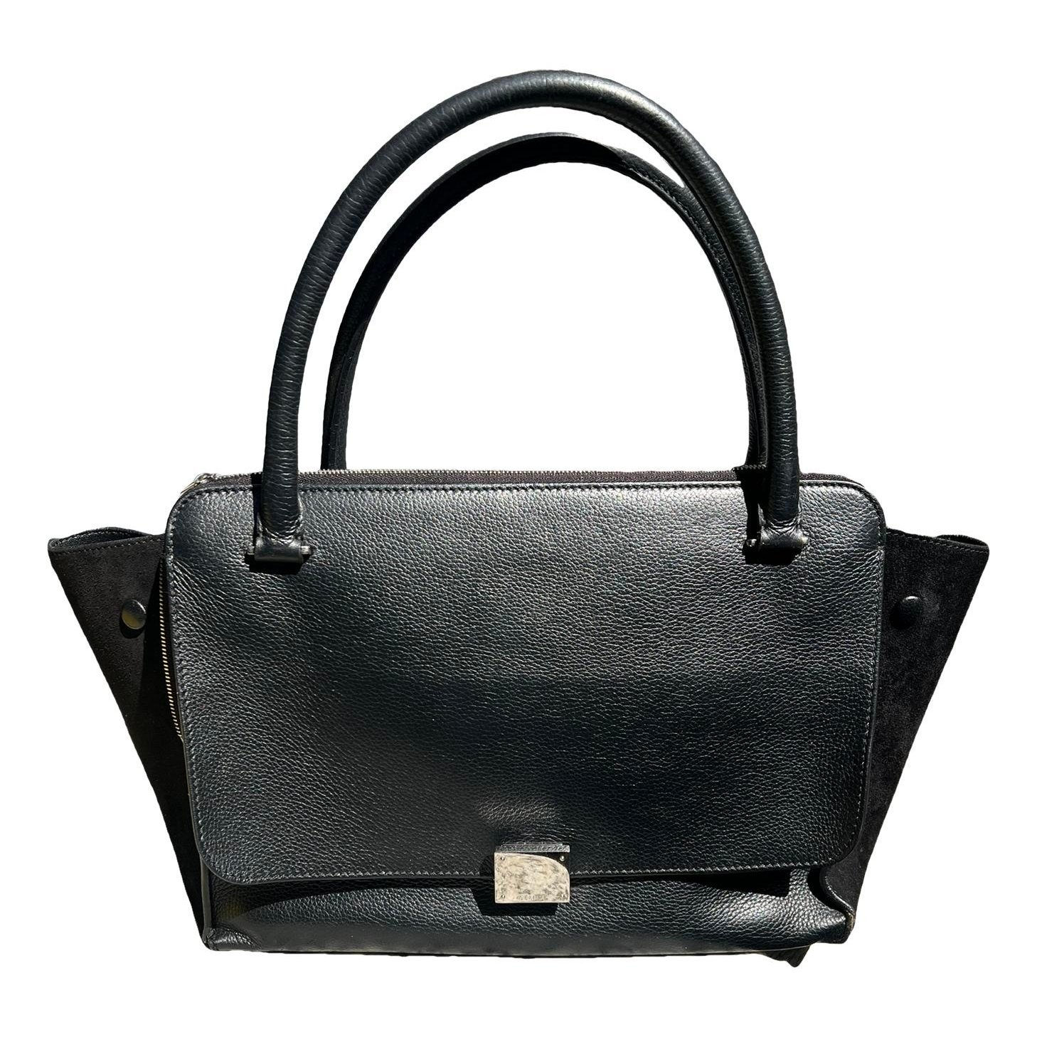 Trapèze leather handbag