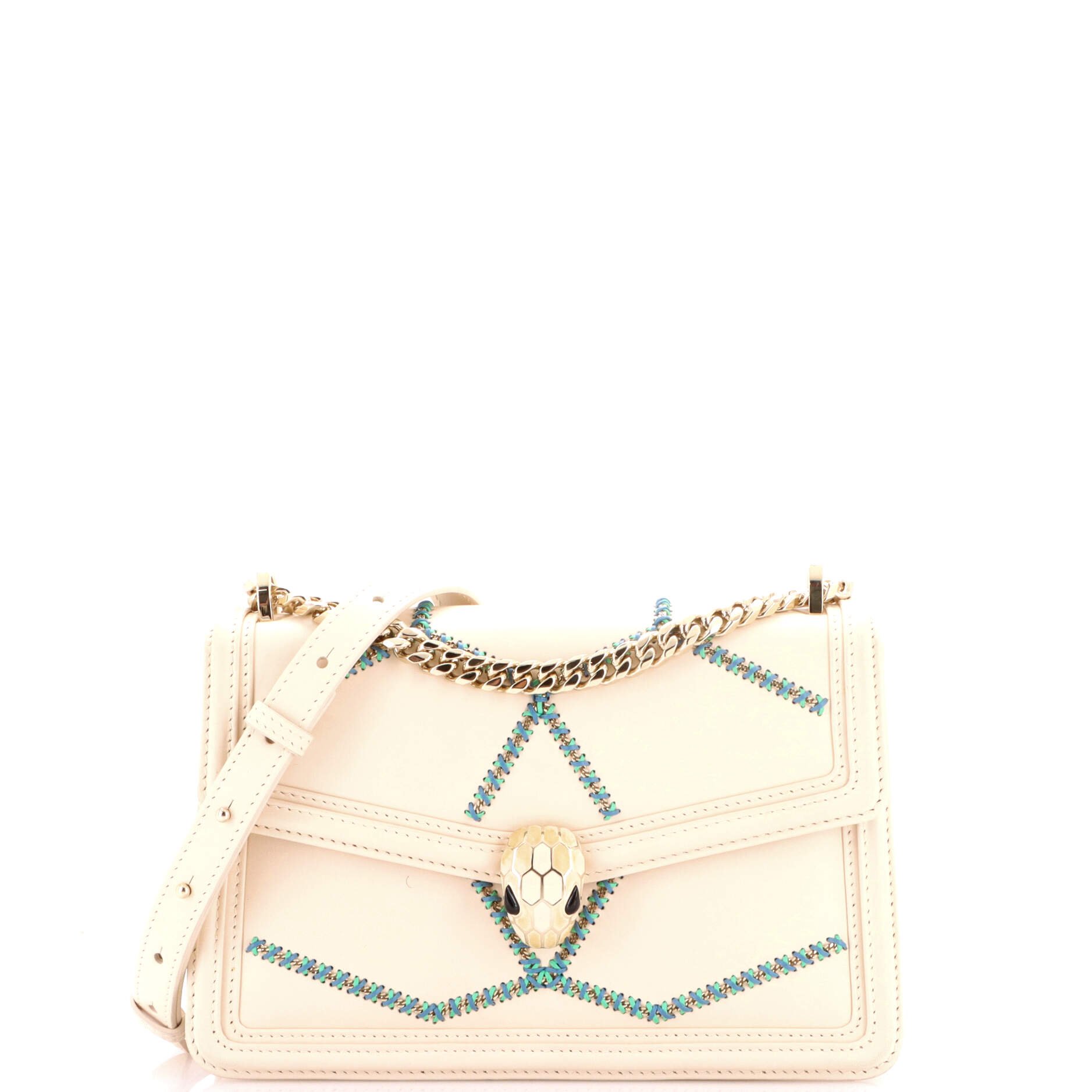 Bvlgari Serpenti Forever Shoulder Bag Whipstitched Leather Small