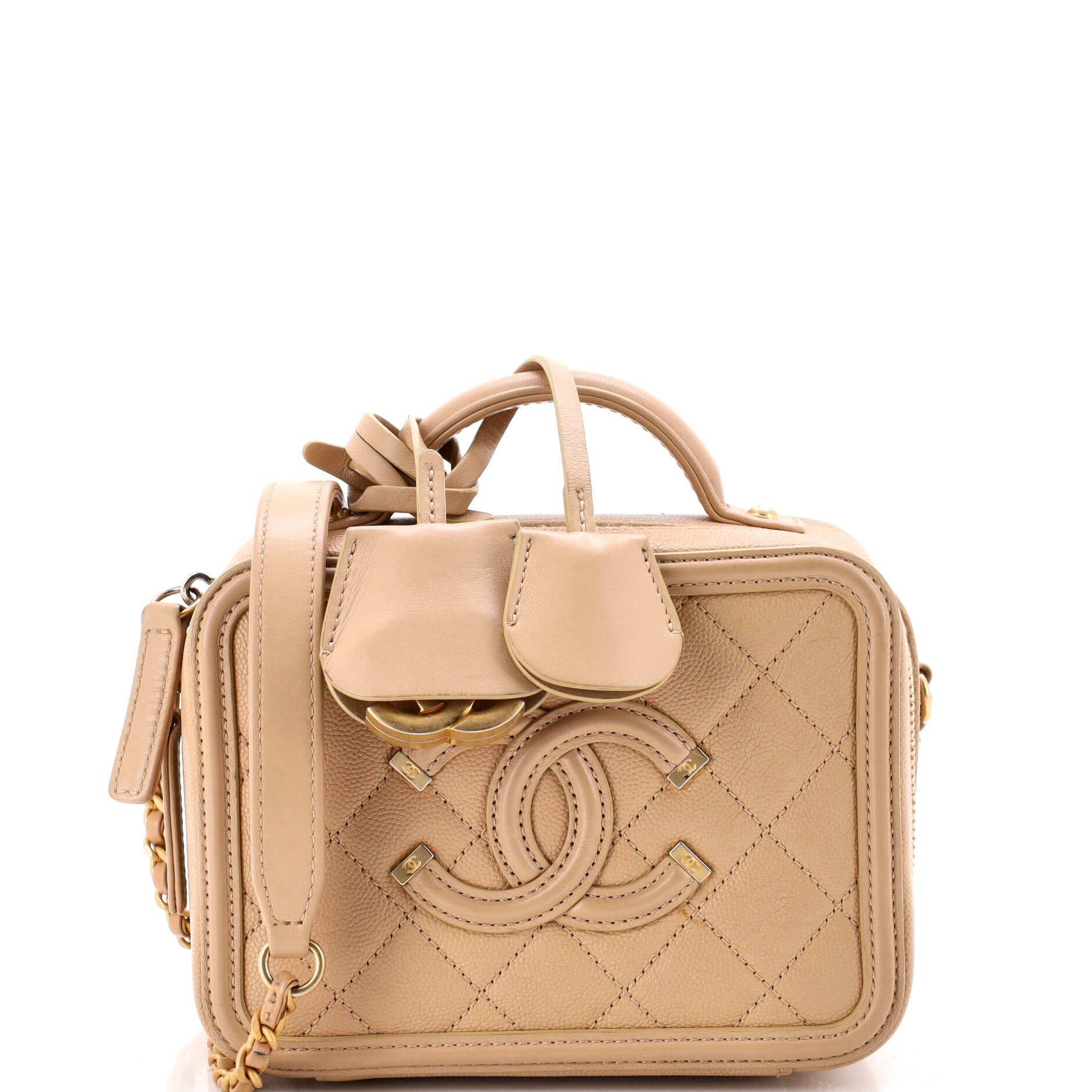 Filigree Vanity Case Quilted Caviar Small