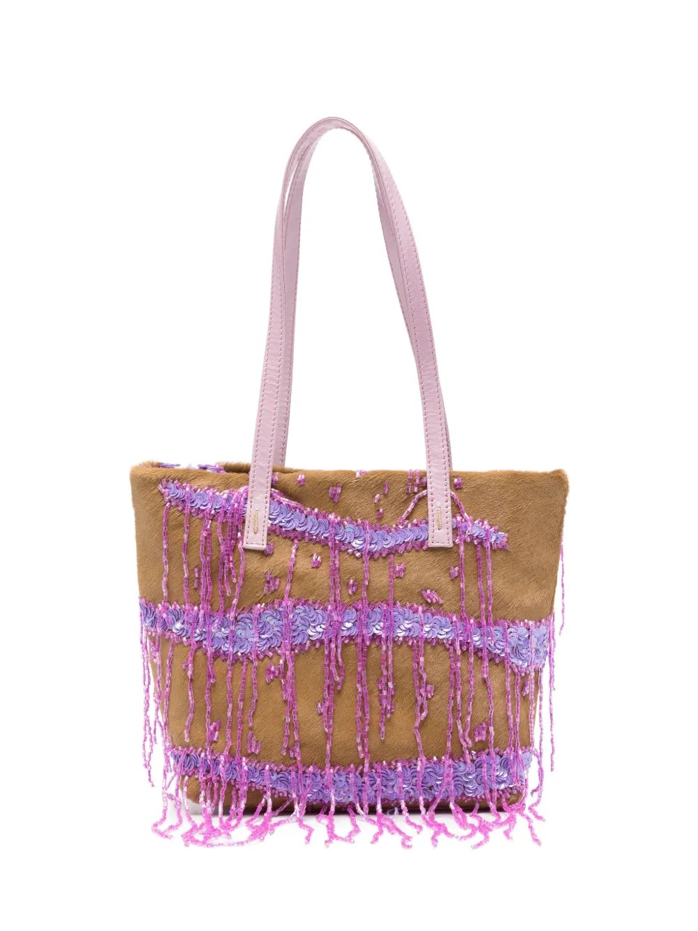 2010s sequin fringe tote bag