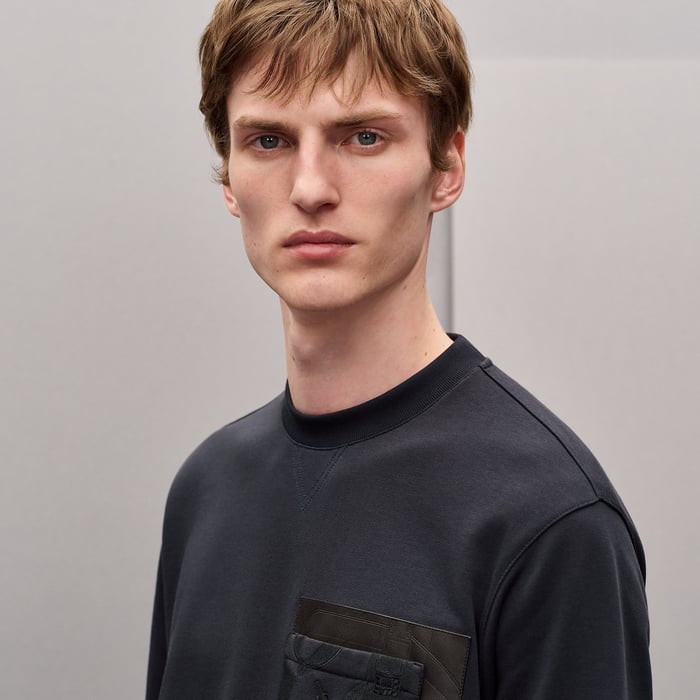 Bleu Nuit "Eperon d'Or En Perspective" Crewneck Sweater