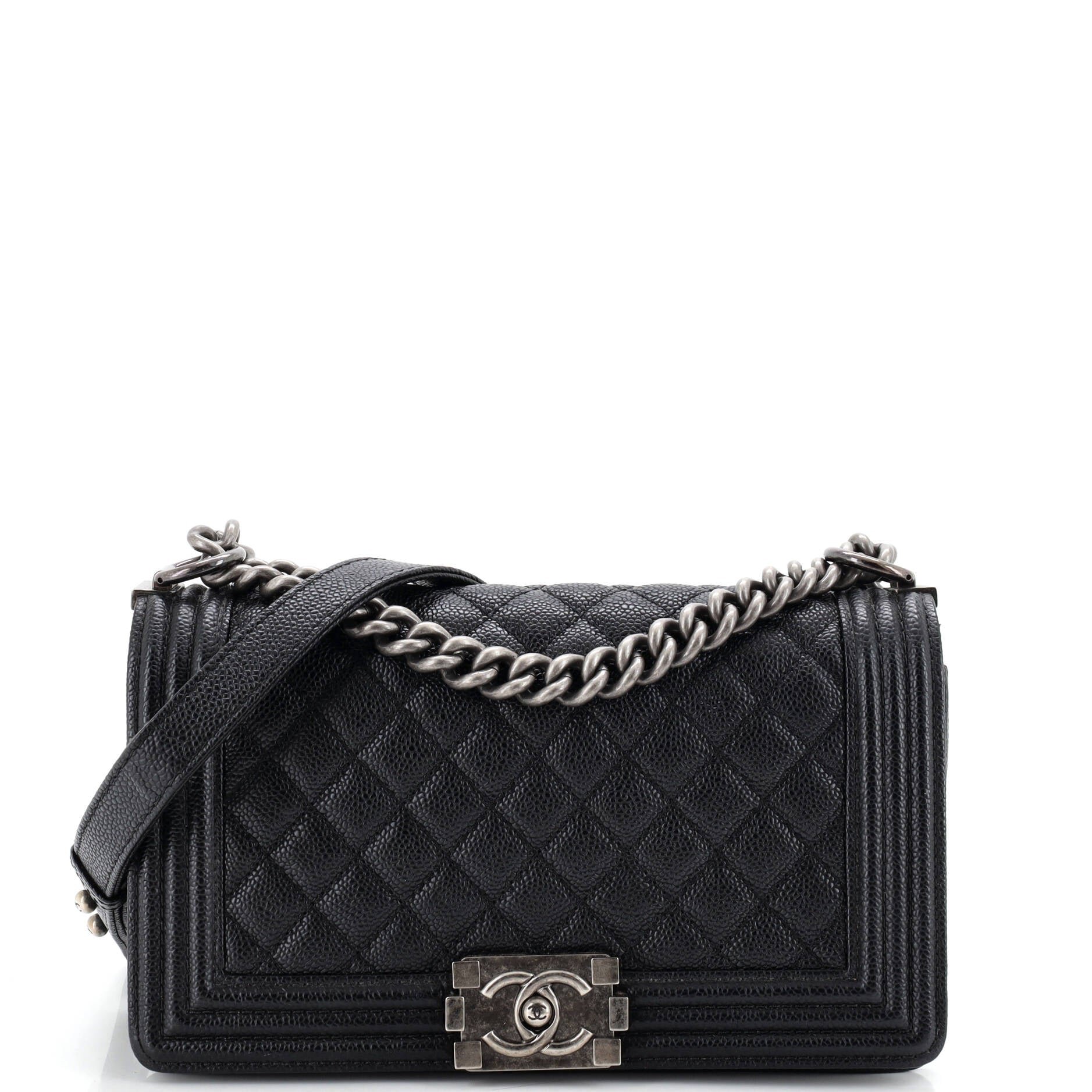 Boy Flap Bag Quilted Caviar Old Medium