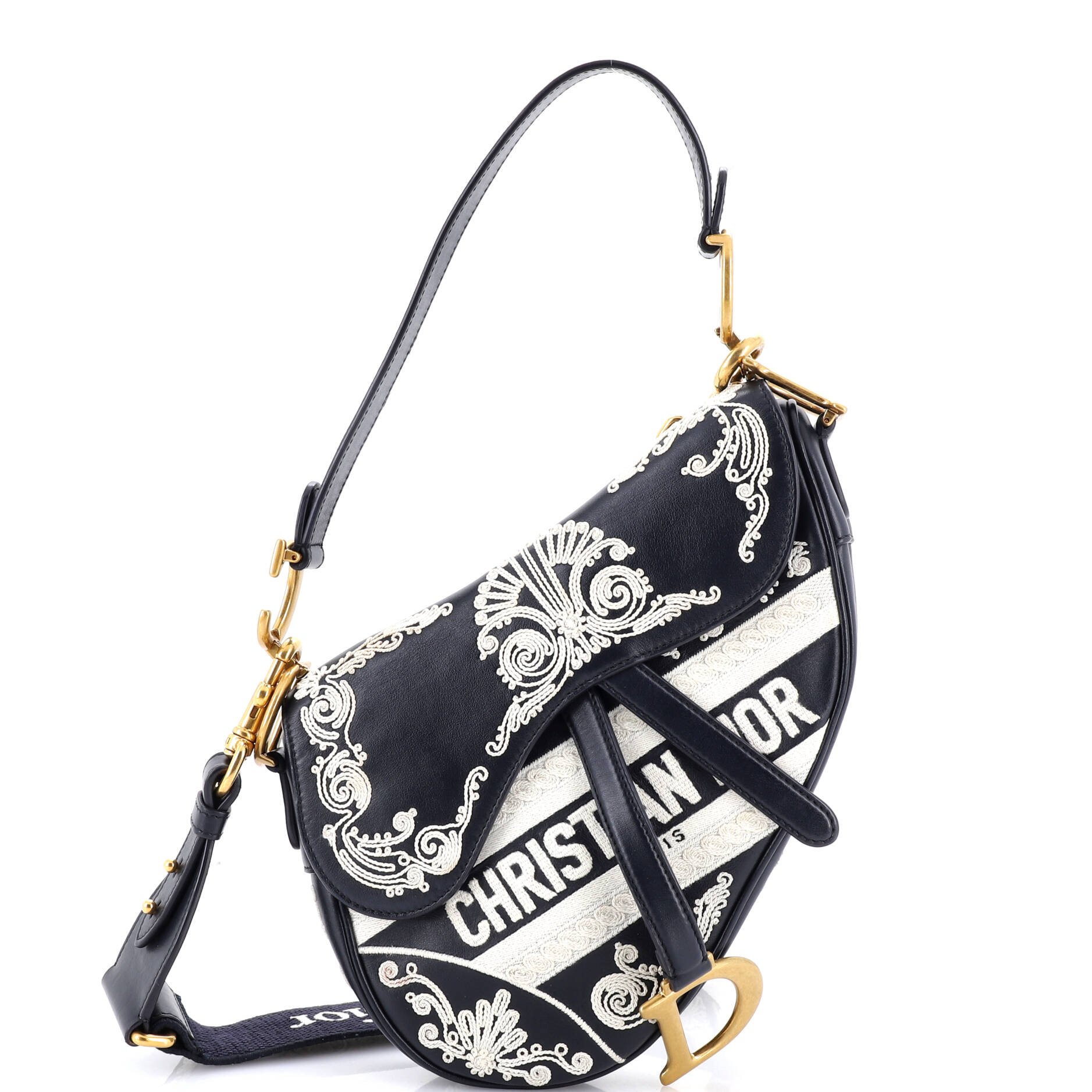 Dior Saddle Handbag Embroidered Calfskin Medium