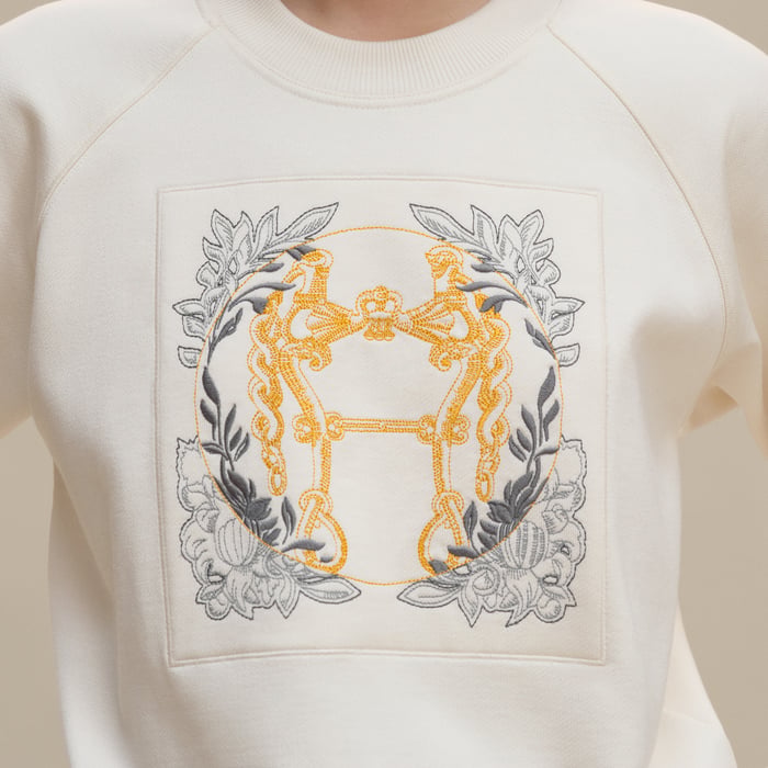 Blanc Cassé "Della Cavalleria" Raglan Sleeve Embroidered Sweatshirt