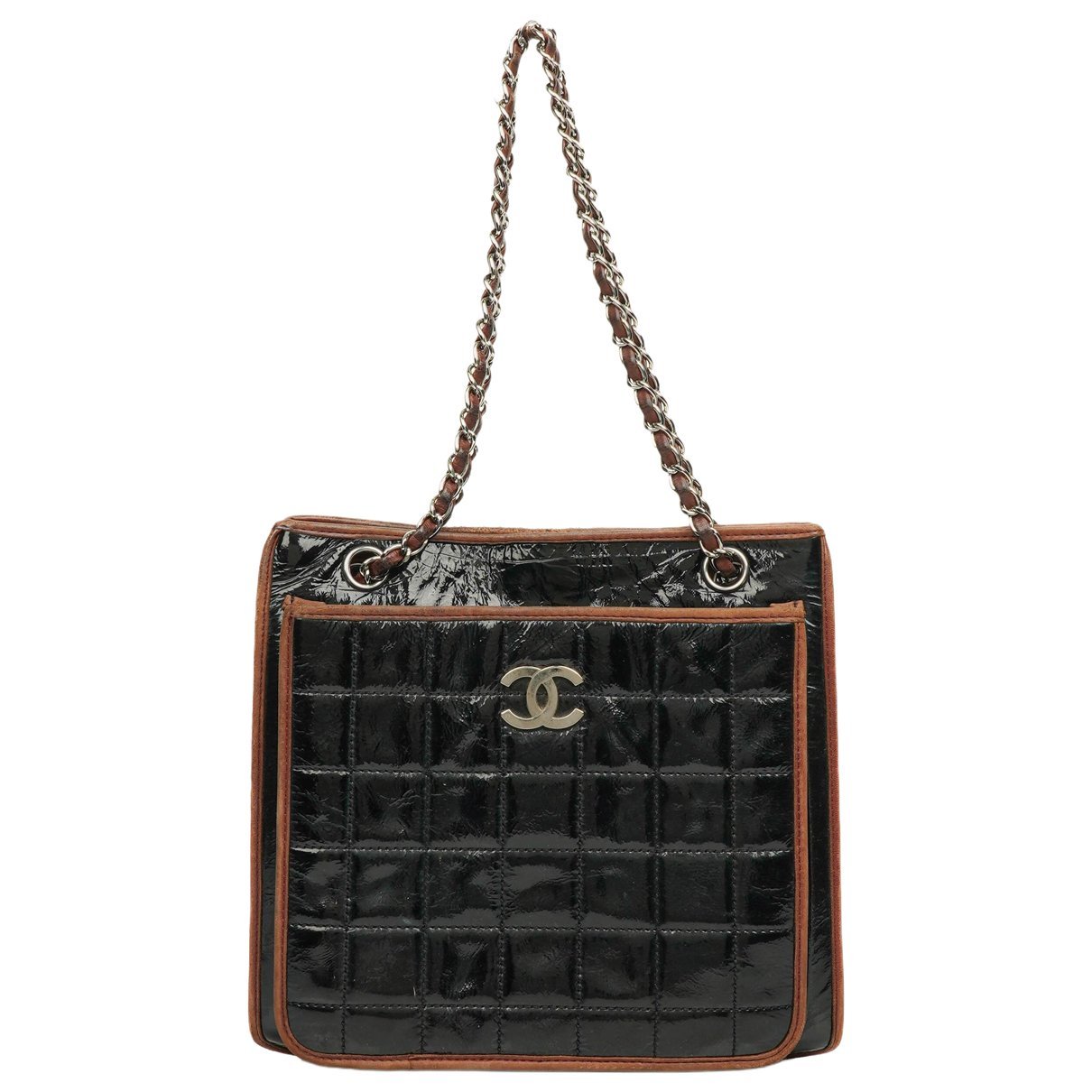 East West Chocolate Bar patent leather handbag