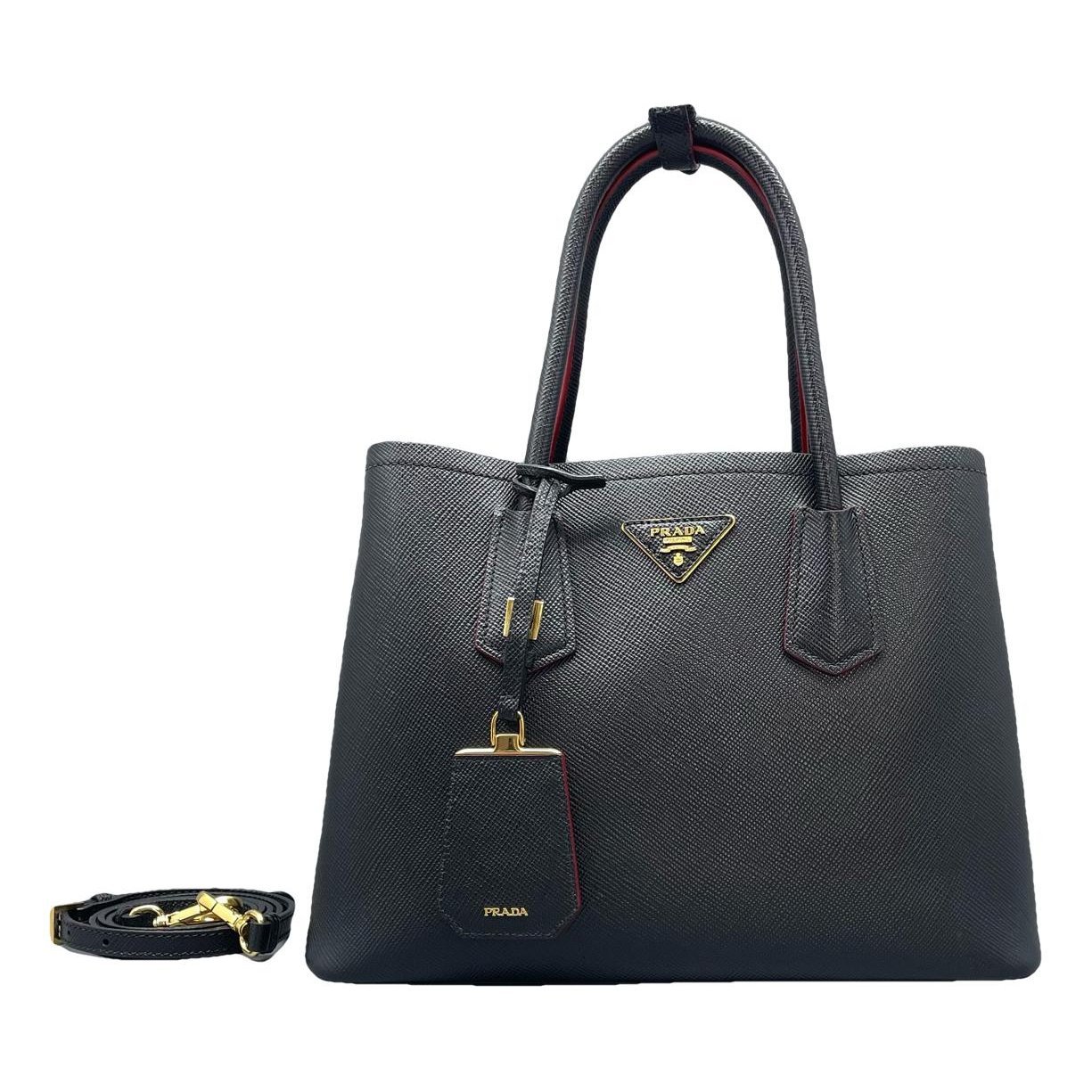 Double leather handbag