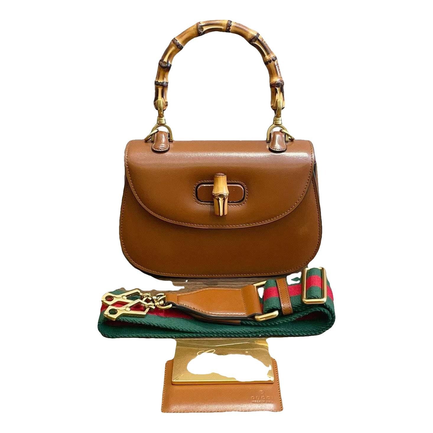 Convertible Bamboo Top Handle leather handbag