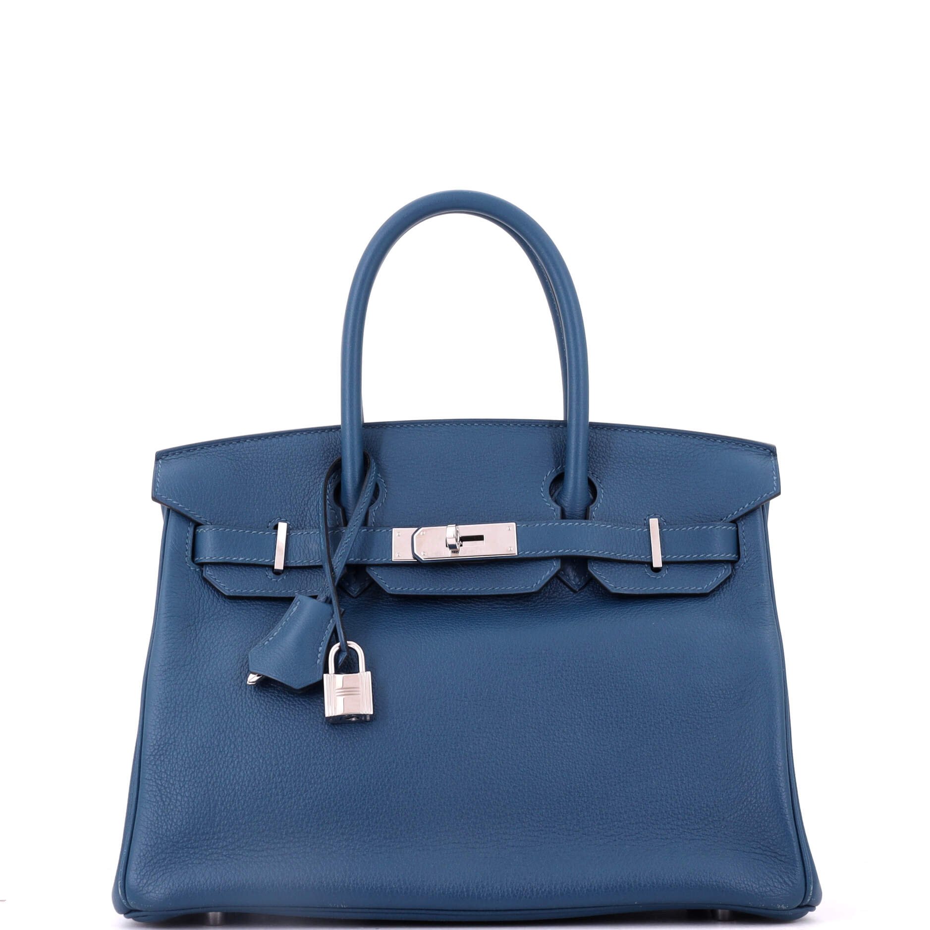 Birkin Handbag Deep Blue Novillo with Palladium Hardware 30