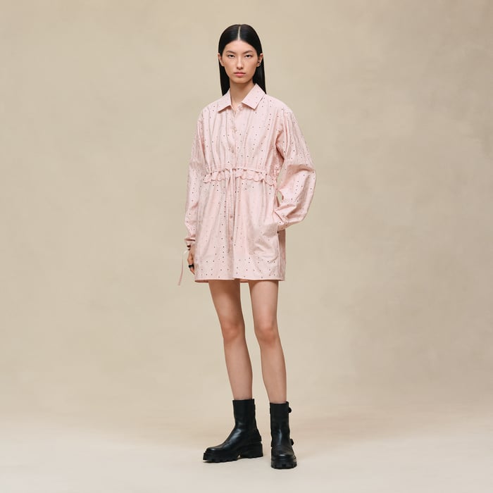 Rose Palomino Embroidered Drawstring Dress