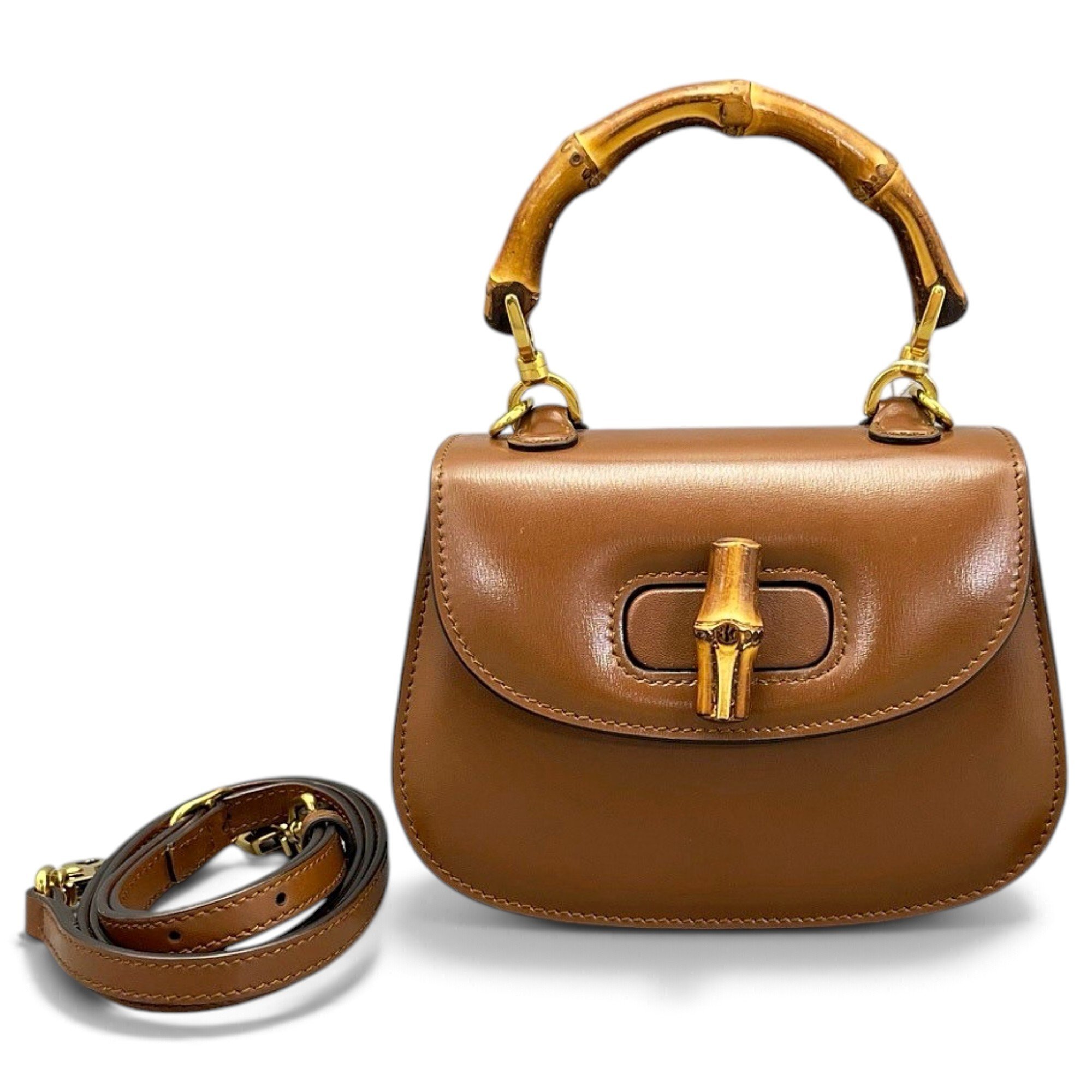 Convertible Bamboo Top Handle leather handbag