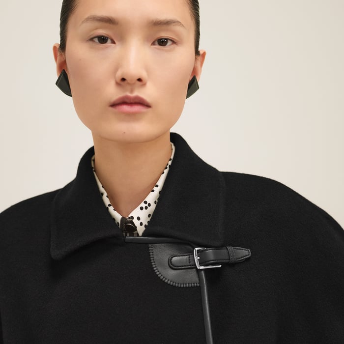 Noir Jacket With Leather Detail