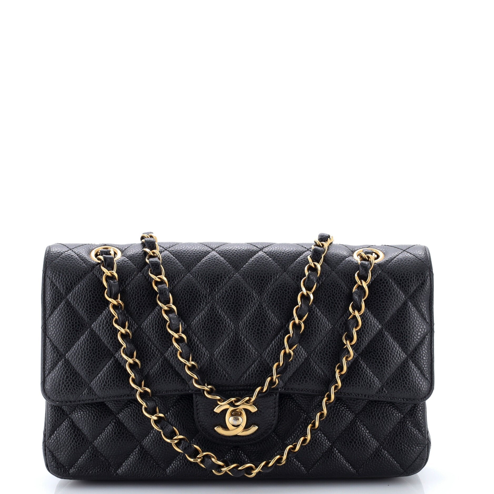 Classic Double Flap Bag Quilted Caviar Medium