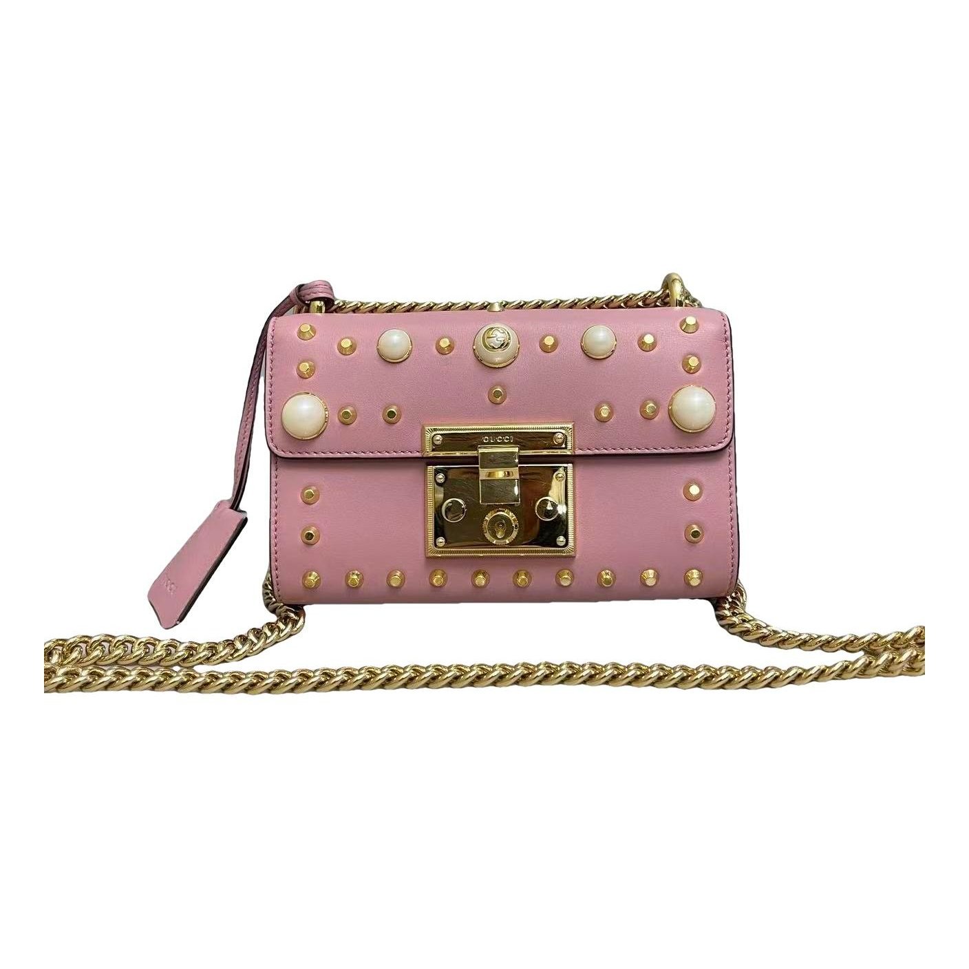 Padlock leather handbag