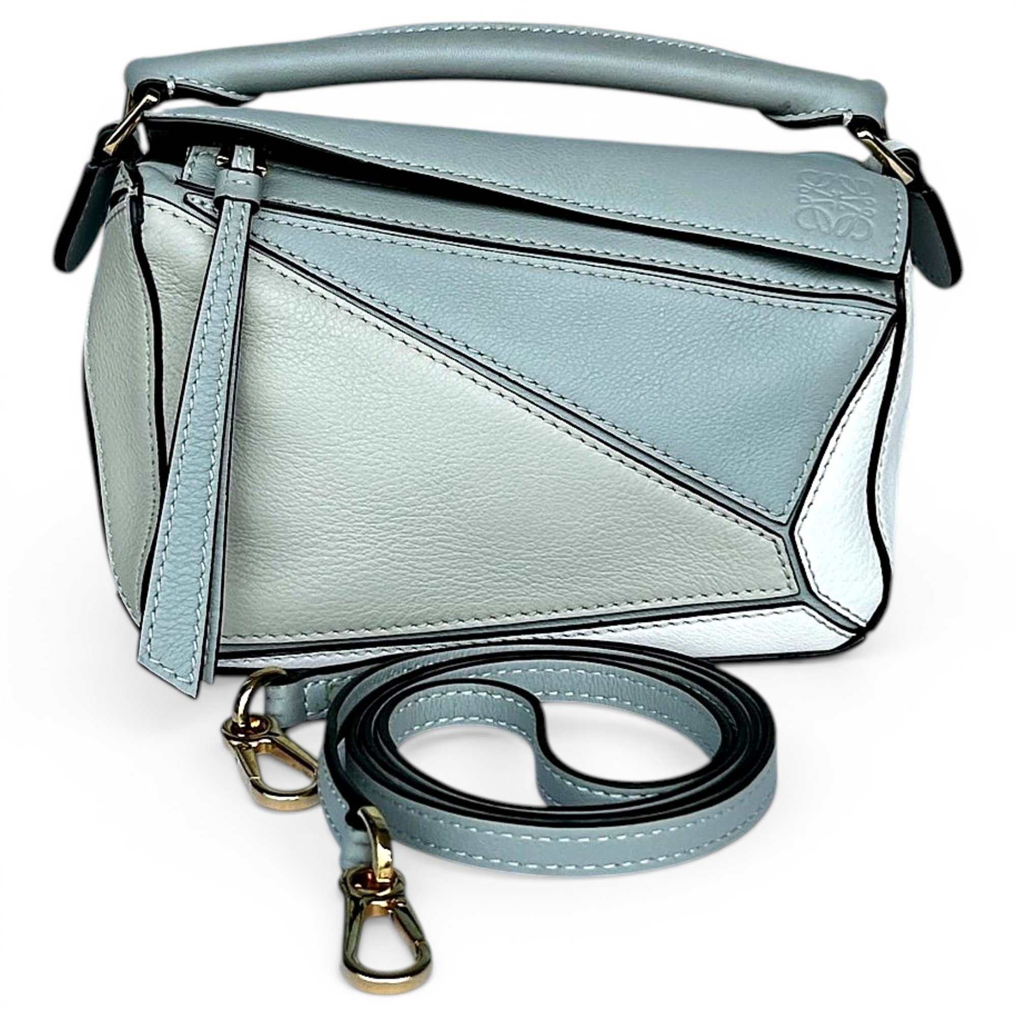 Puzzle leather handbag