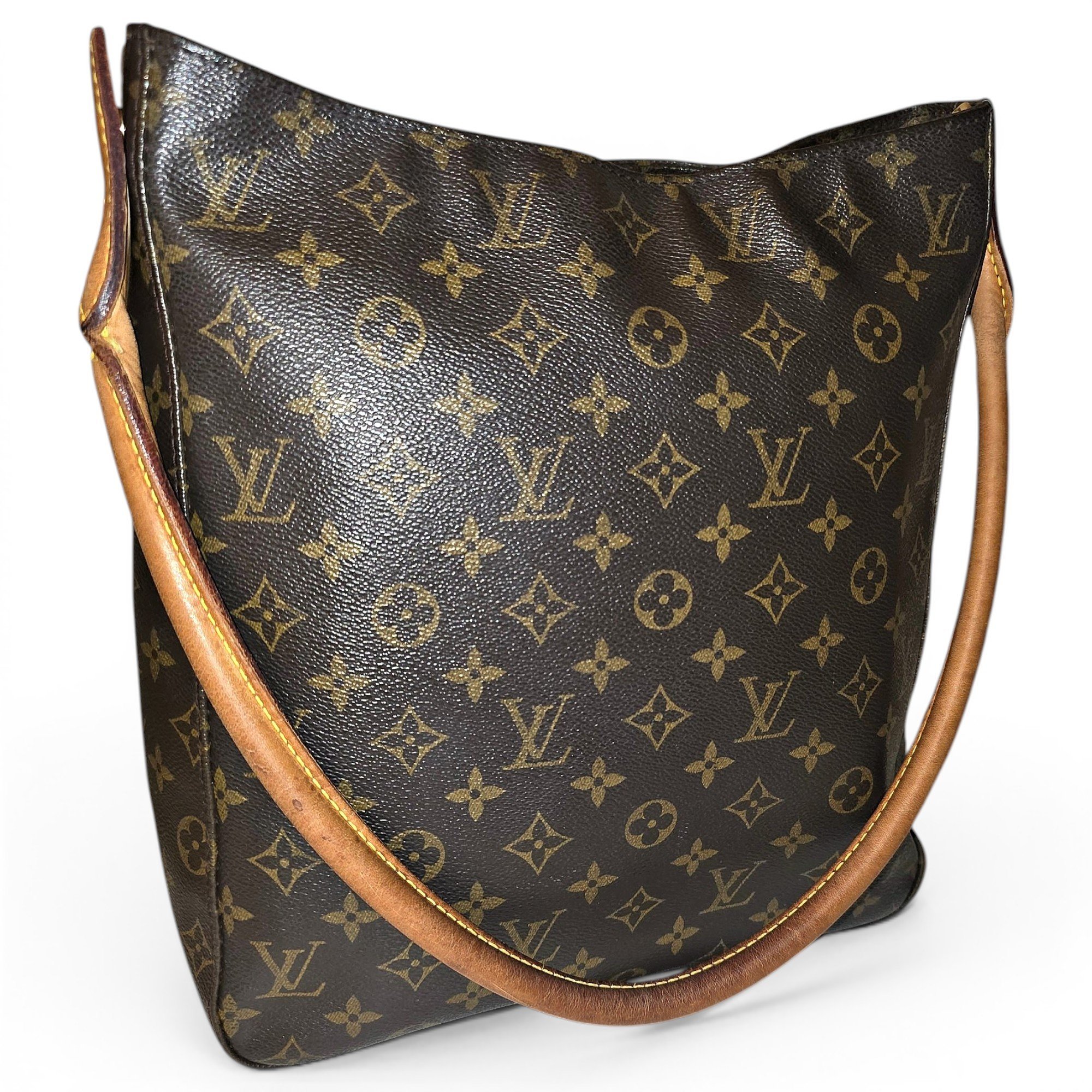 Looping leather handbag