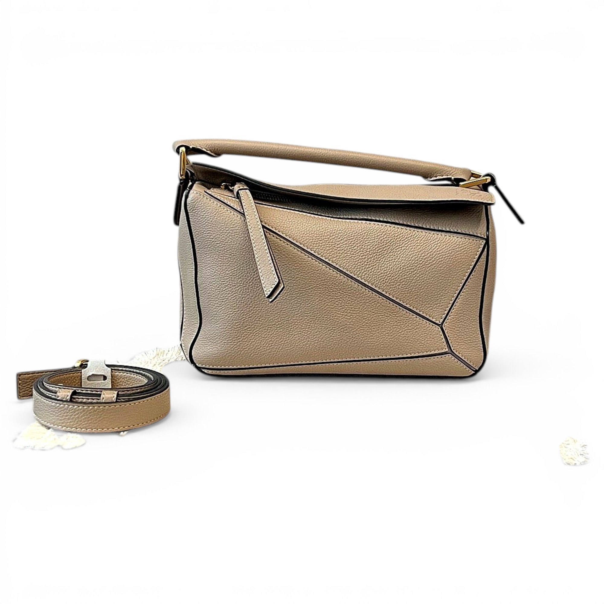 Puzzle leather handbag