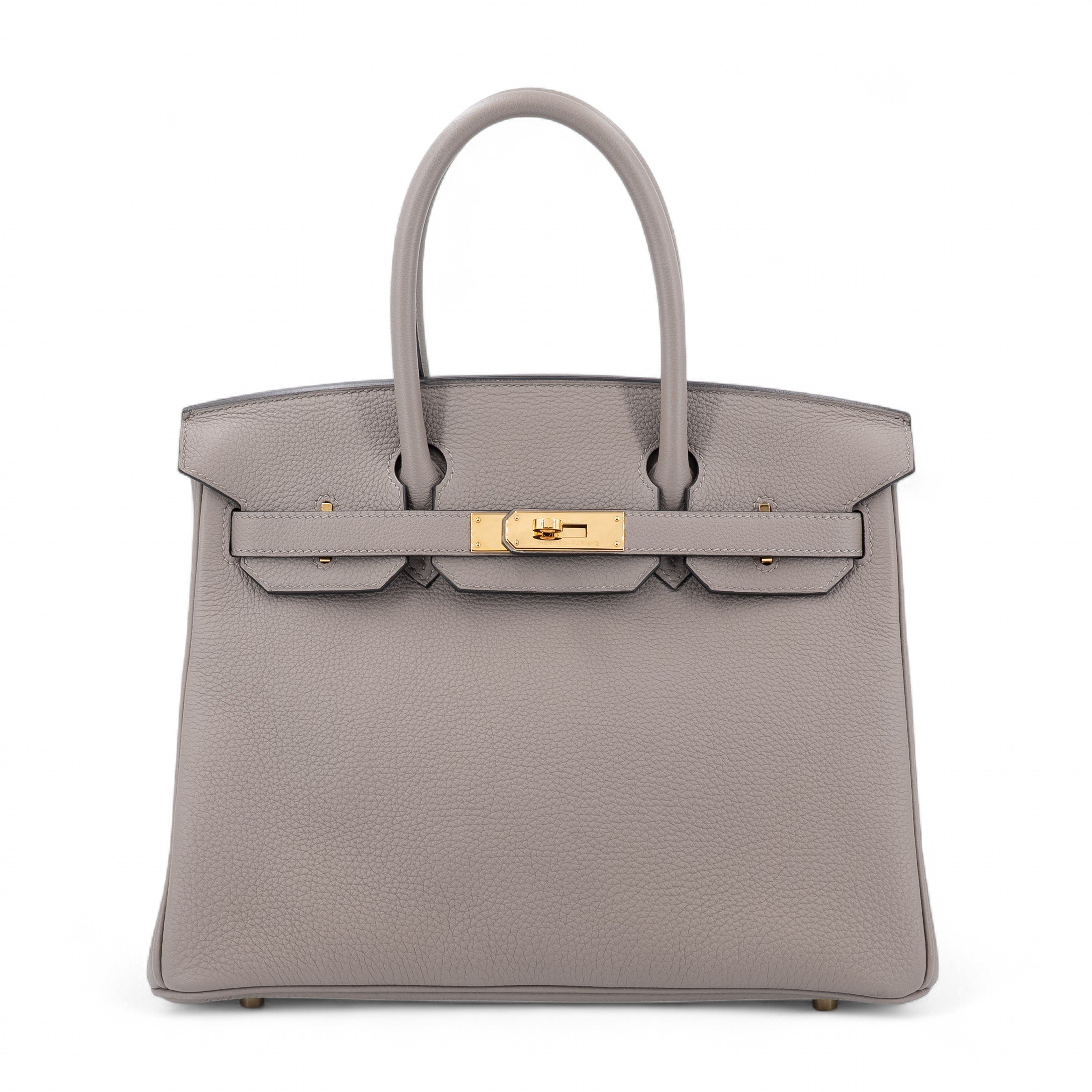Hermes Very Good ( Rank A)  HERMÈS  Birkin 30 Gris Asphalte (M8) Togo Gold hardware A (2017)