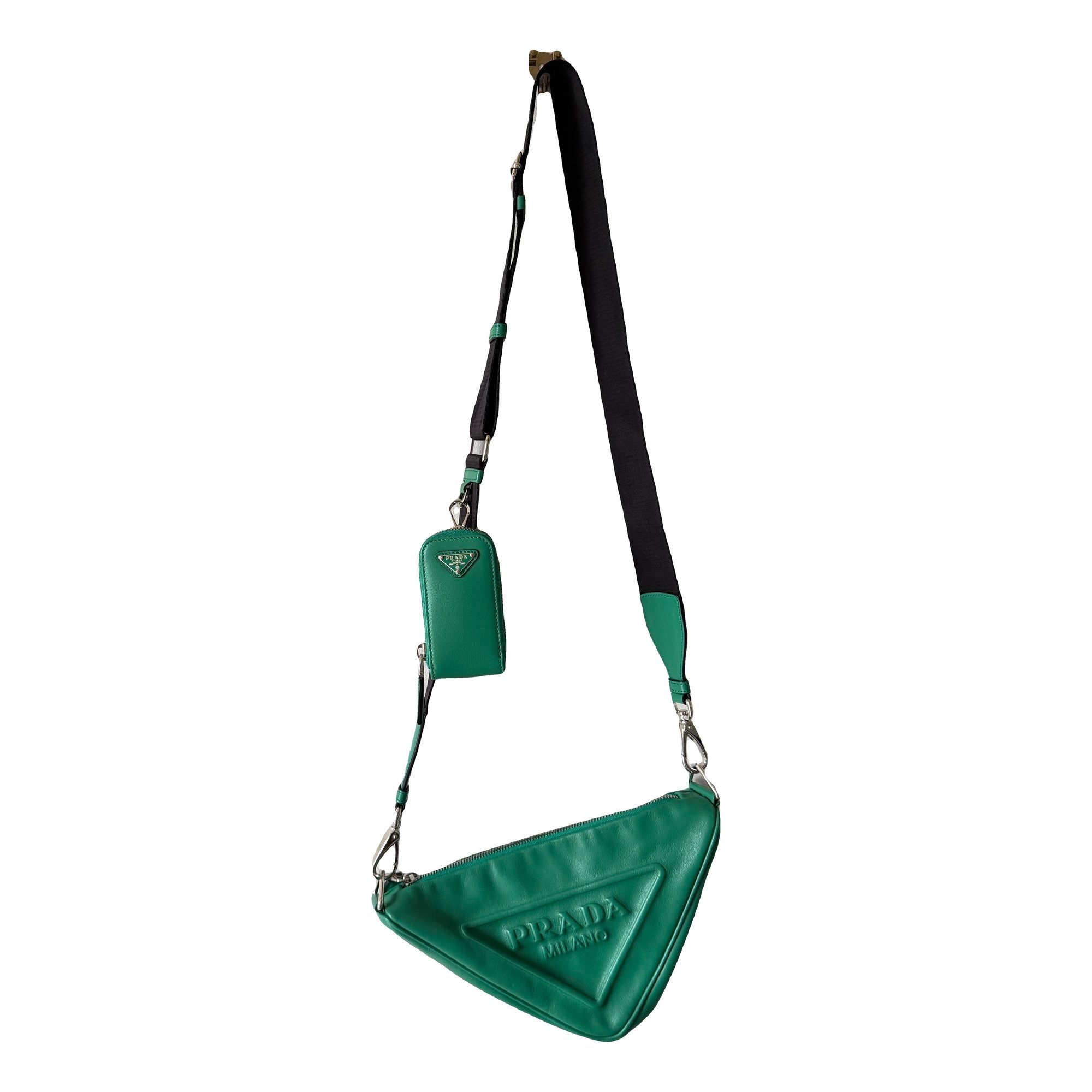 Triangle leather crossbody bag