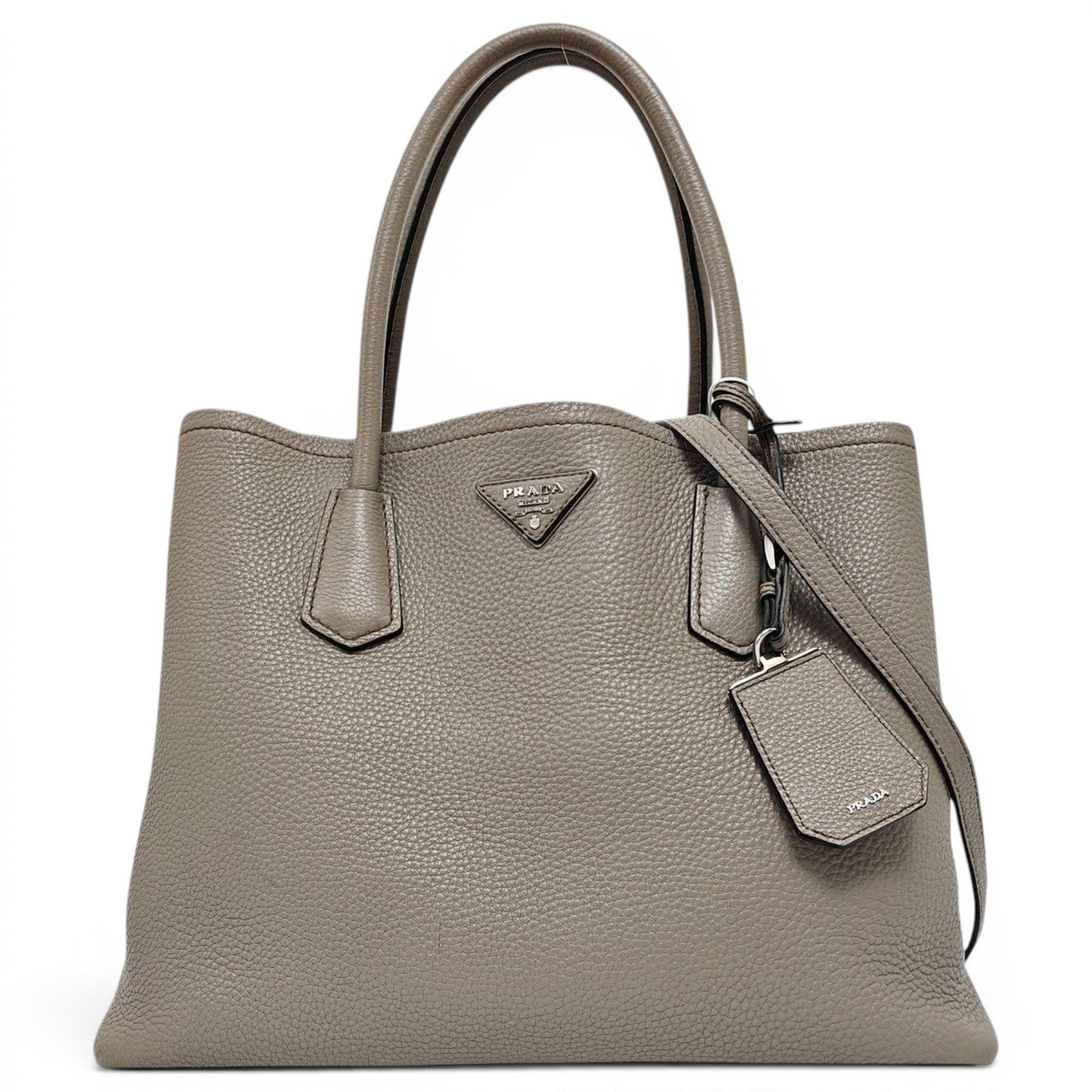 Double leather handbag