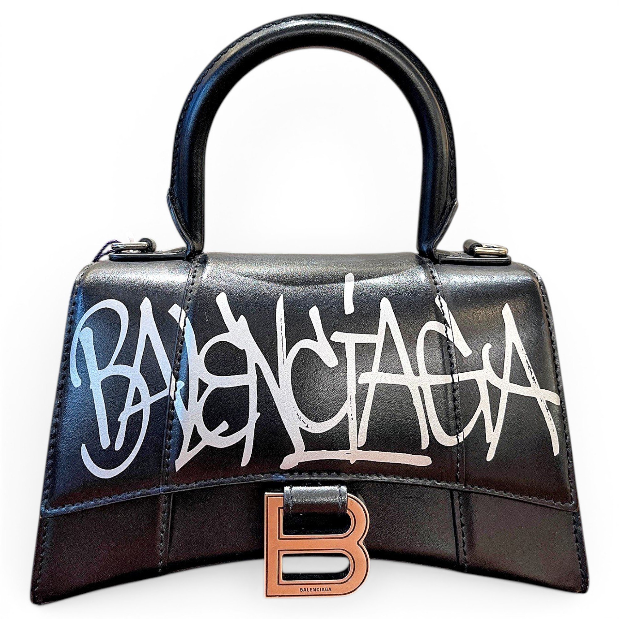 Hourglass leather handbag