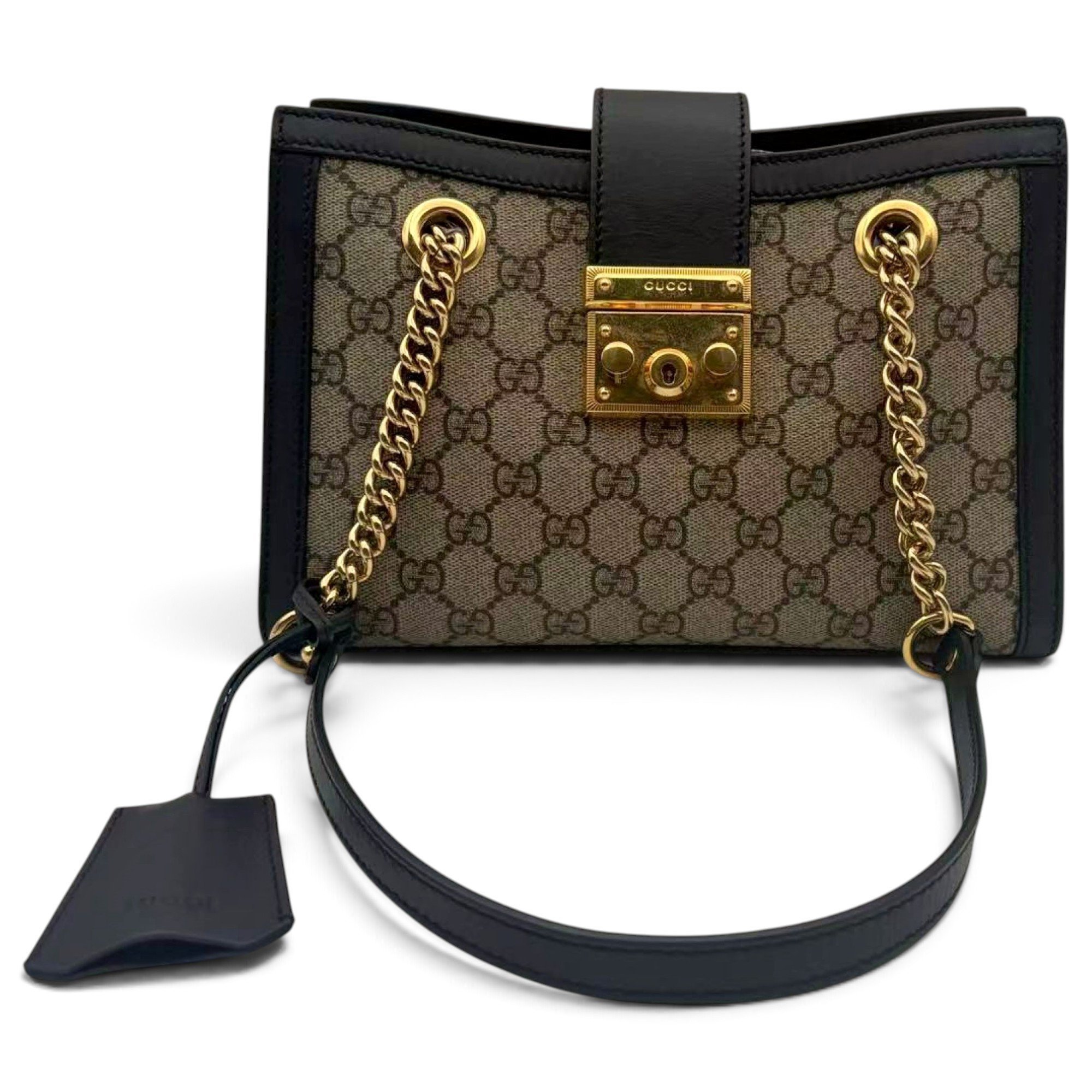 Padlock leather handbag