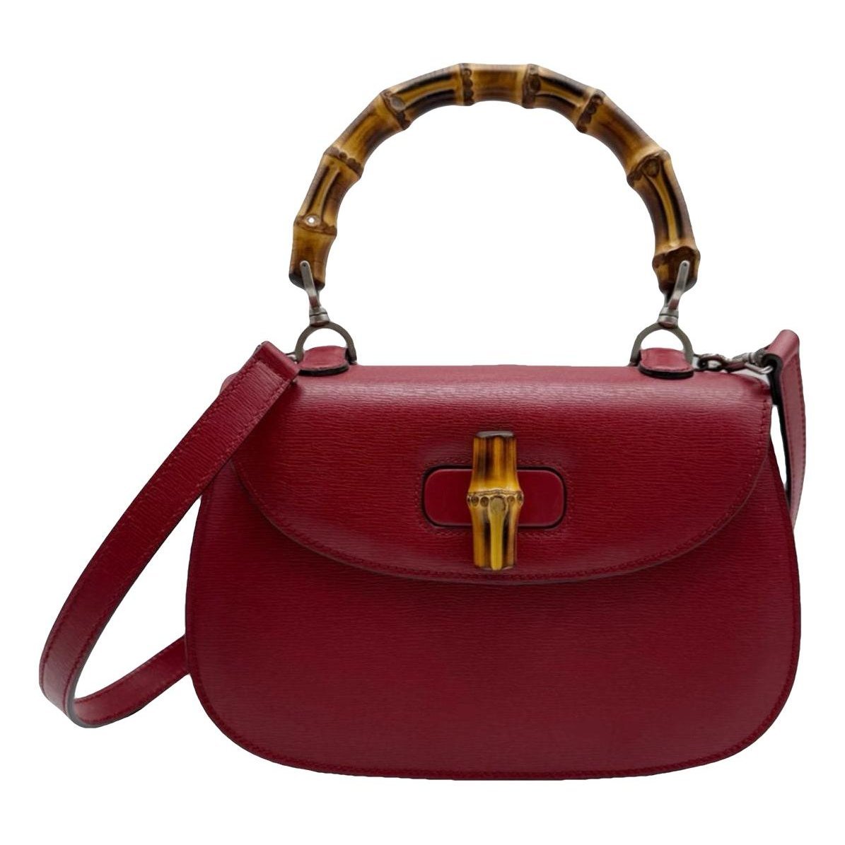 Convertible Bamboo Top Handle leather handbag
