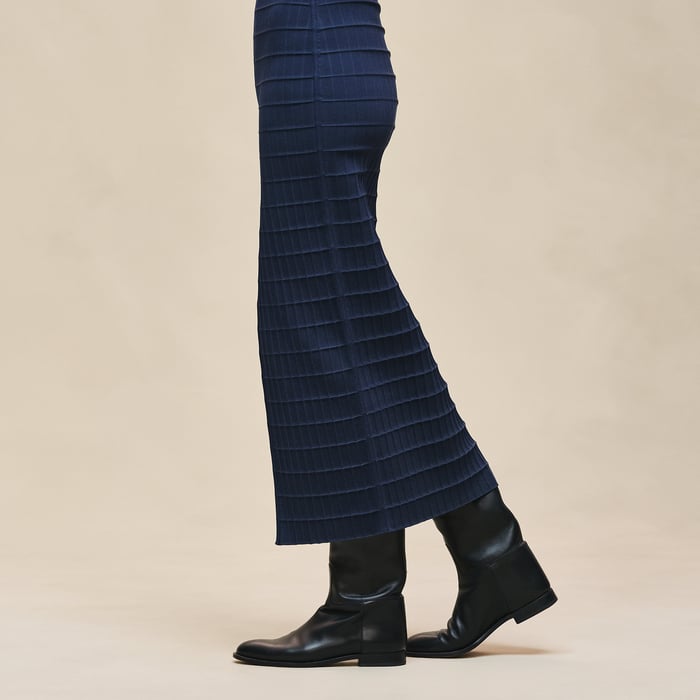 Bleu Outremer Long Skirt With Slit
