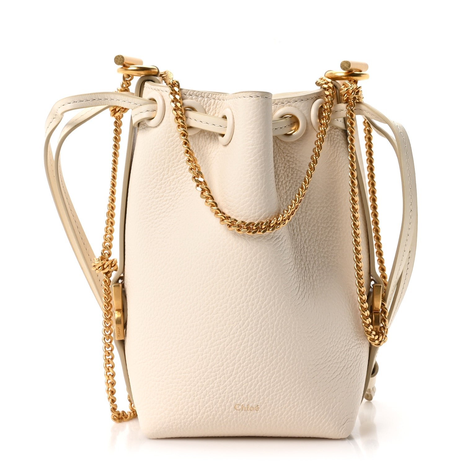 Chloe Chloe Grained Calfskin Micro Marcie Bucket Bag Misty Ivory