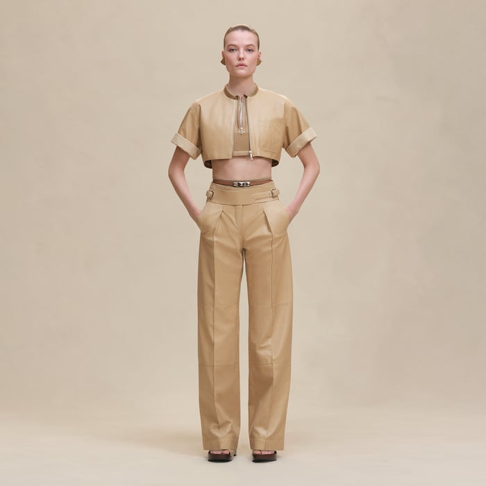 Beige Kraft Zipped Top