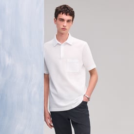"H" embroidered buttoned polo shirt