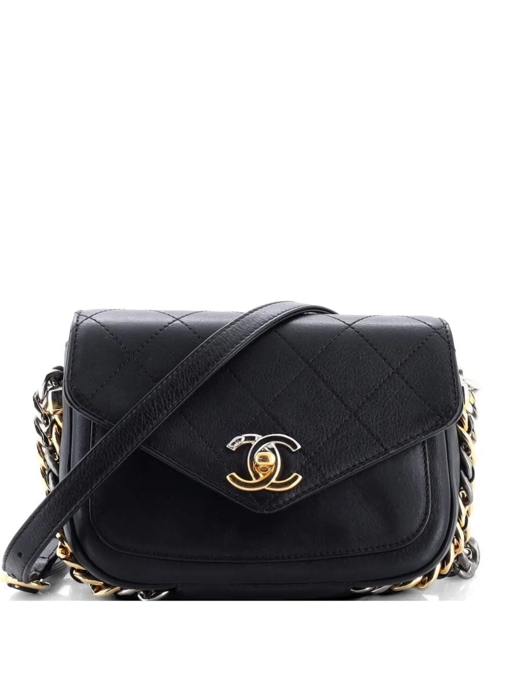 Two Tone Envelope Flap Bag Quilted Calfskin Small shoulder bag