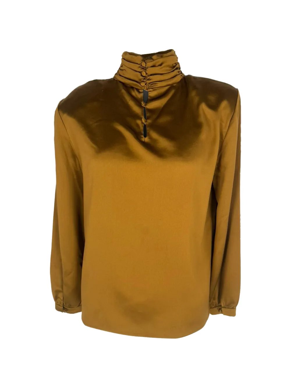 padded-shoulder silk blouse