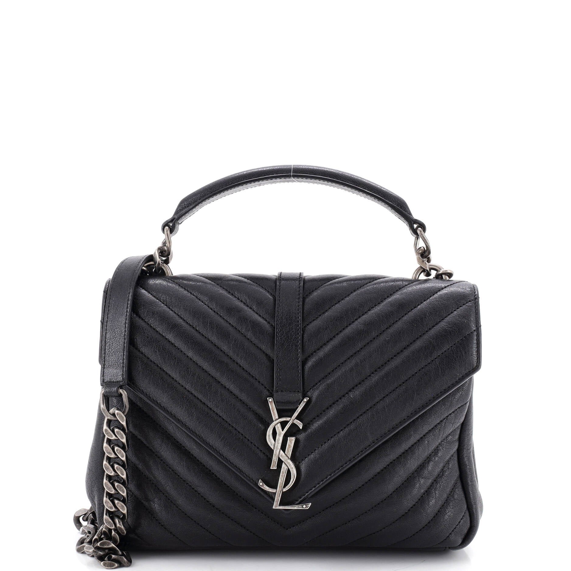 Classic Monogram College Bag Matelasse Chevron Leather Medium