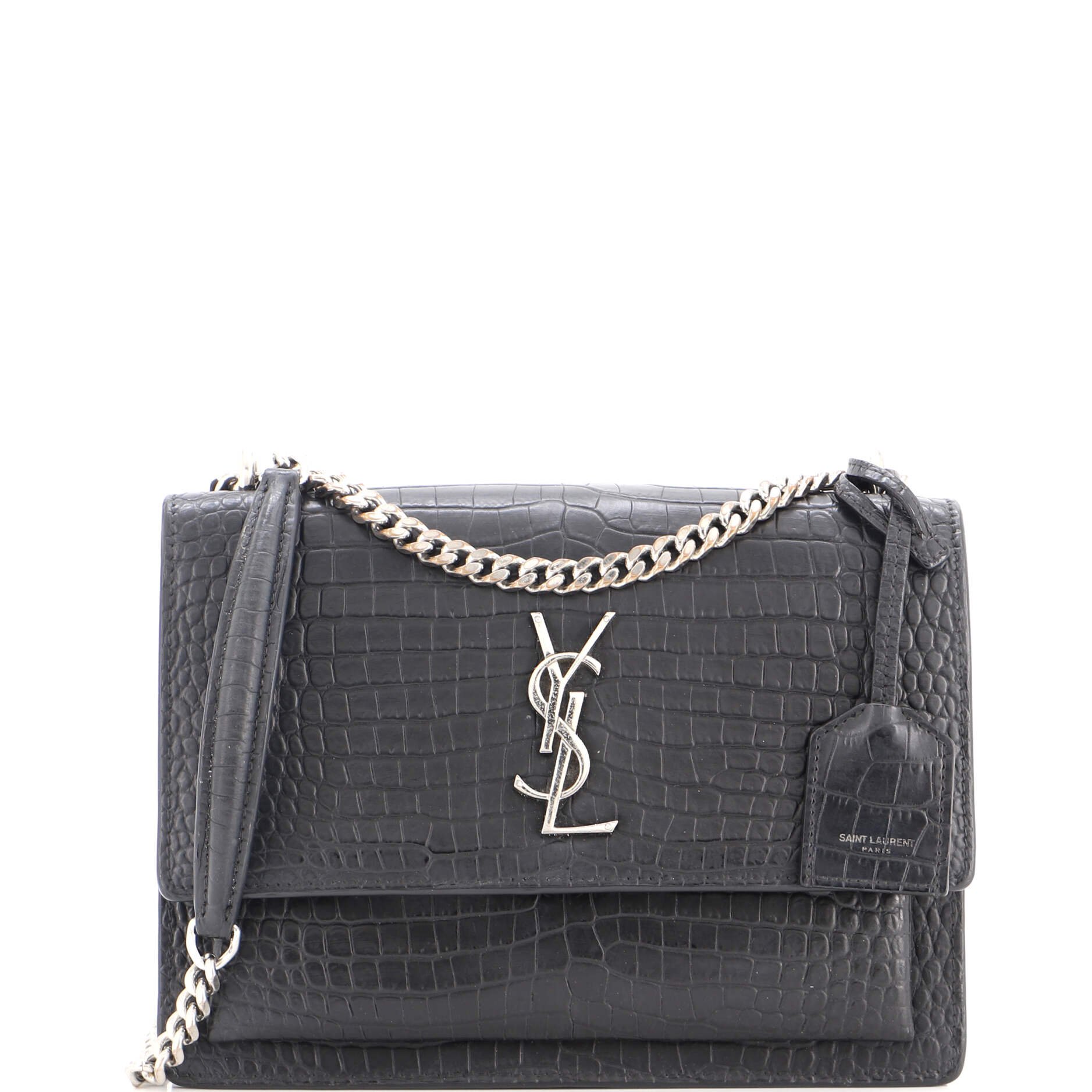 Sunset Crossbody Bag Crocodile Embossed Leather Medium