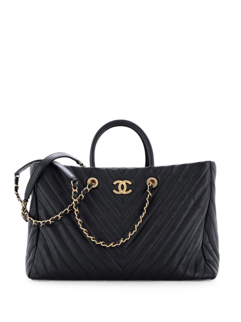 Coco Handle Shopping Chevron Caviar Large tote bag